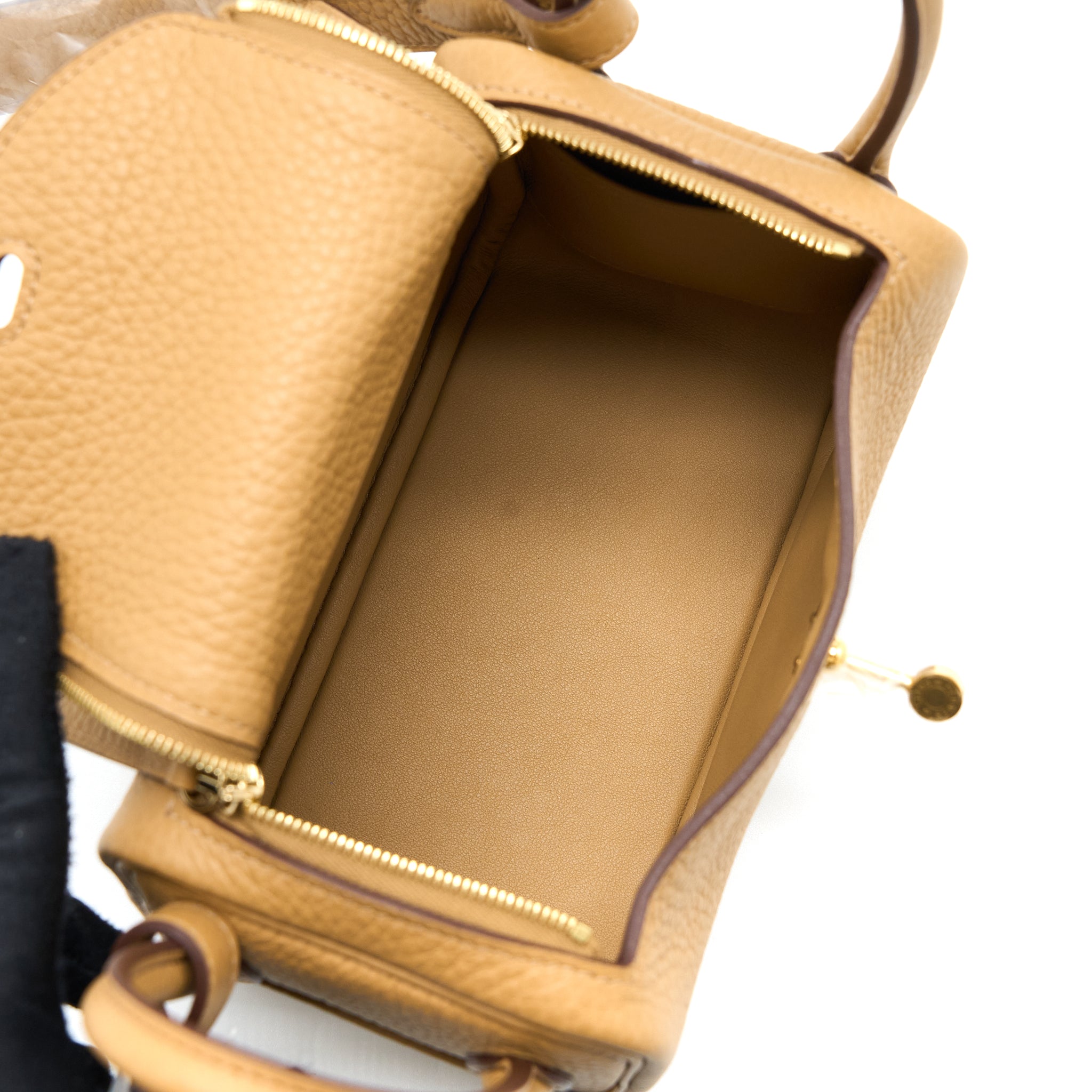 HERMES MINI LINDY CLEMENCE BISCUIT GHW