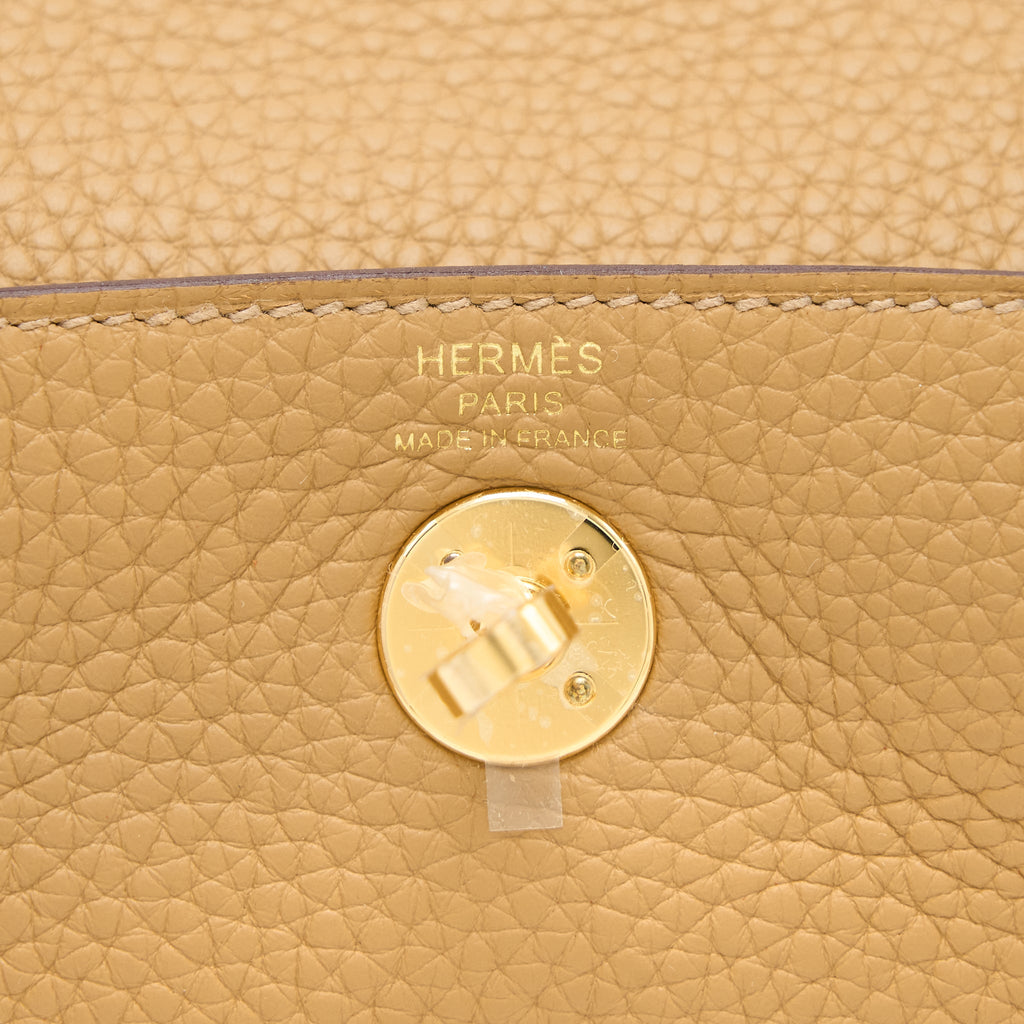HERMES MINI LINDY CLEMENCE BISCUIT GHW