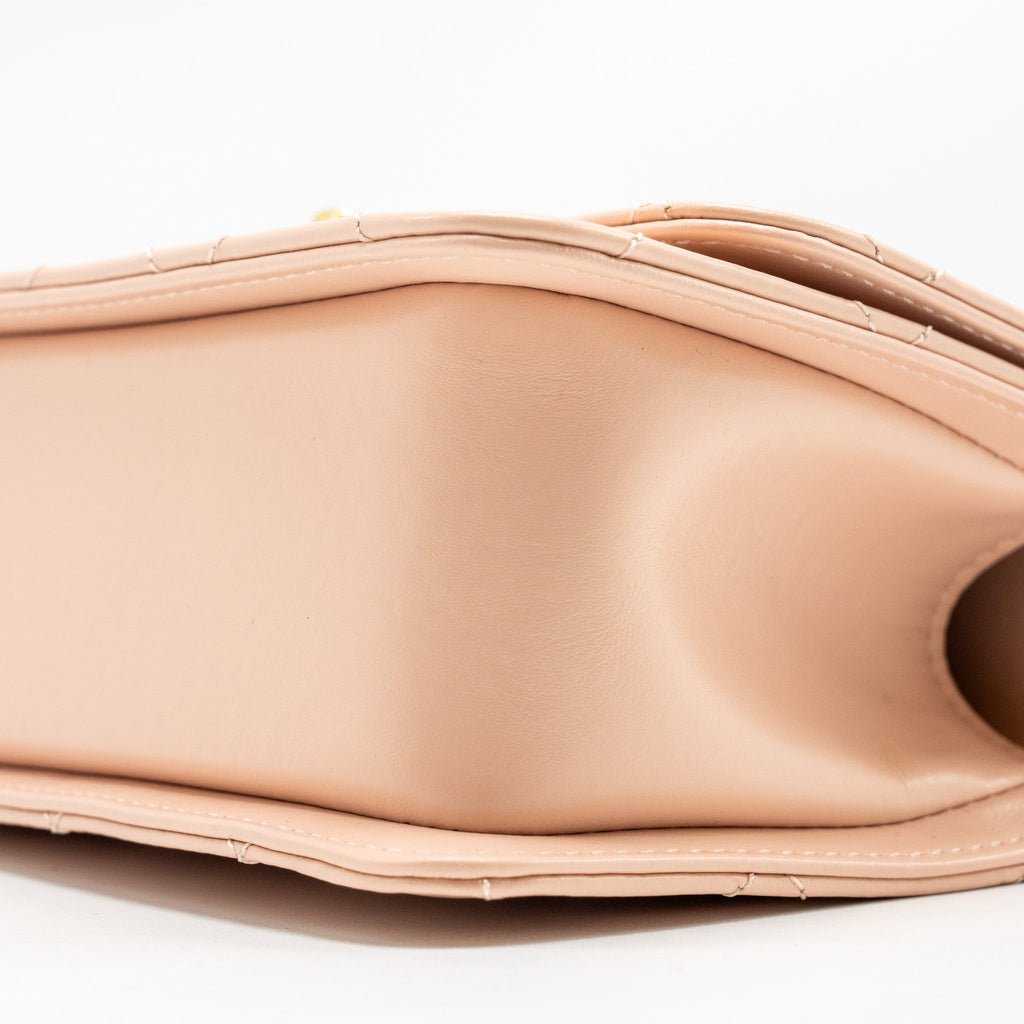 CHANEL GOLD CRUSH MINI FLAP BAG CALFSKIN LIGHT PINK GHW (MICROCHIP)