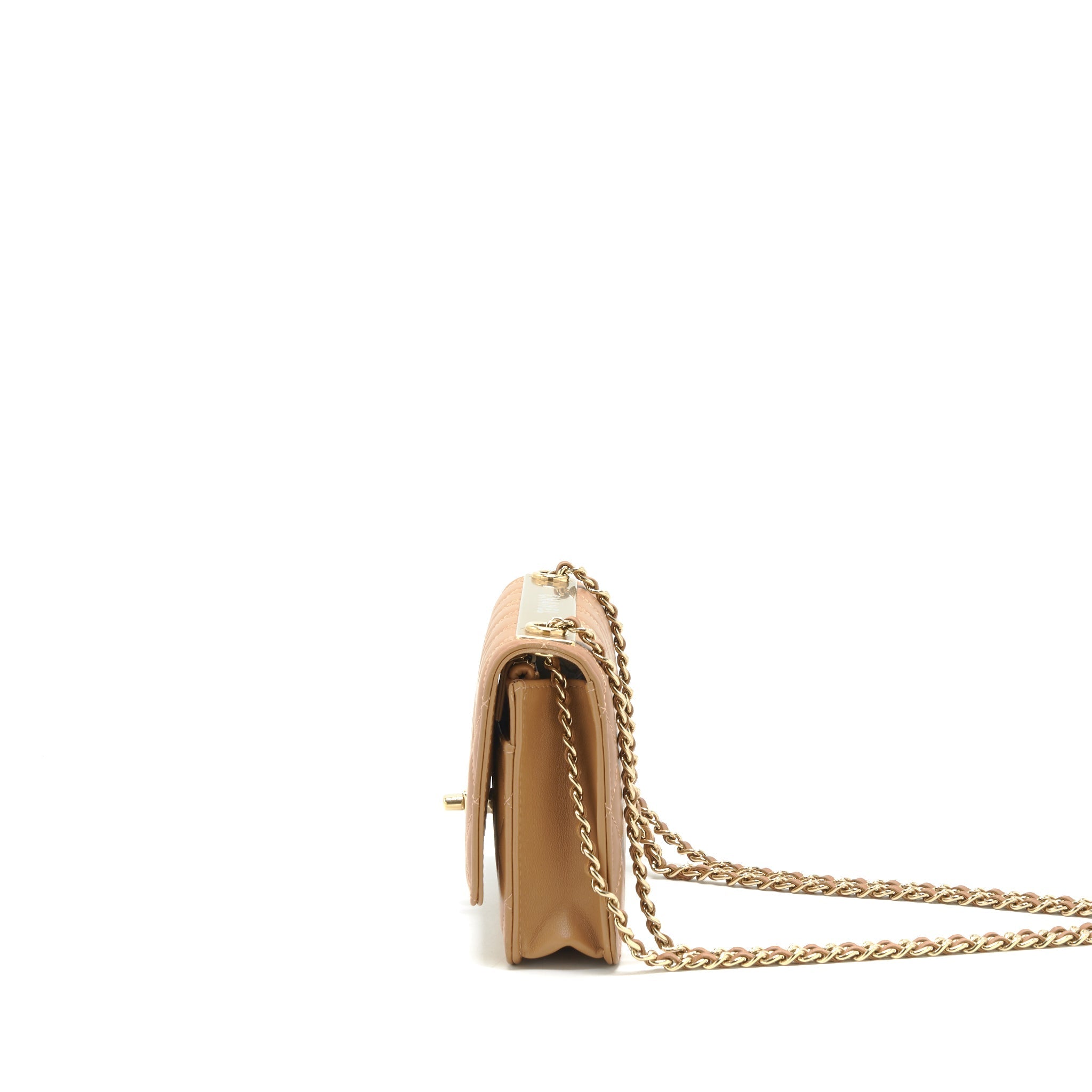 CHANEL TRENDY CC WALLET ON CHAIN LAMBSKIN DARK BEIGE LGHW