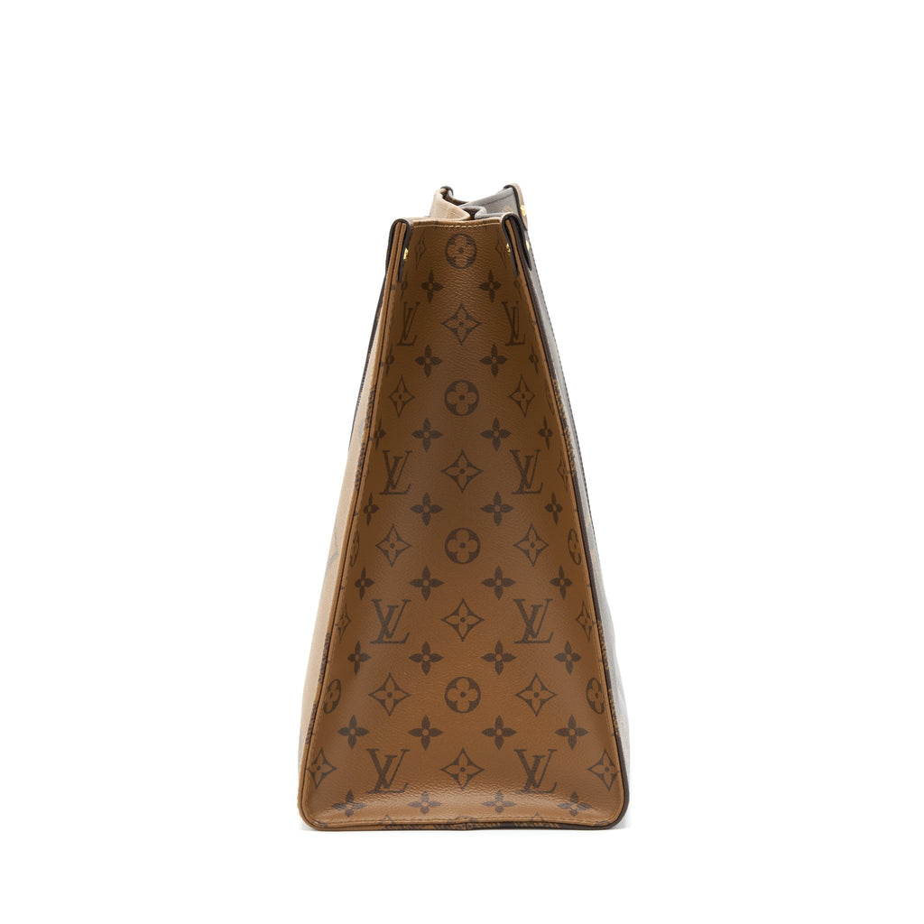 LOUIS VUITTON ON THE GO GM MONOGRAM REVERSE CANVAS GHW