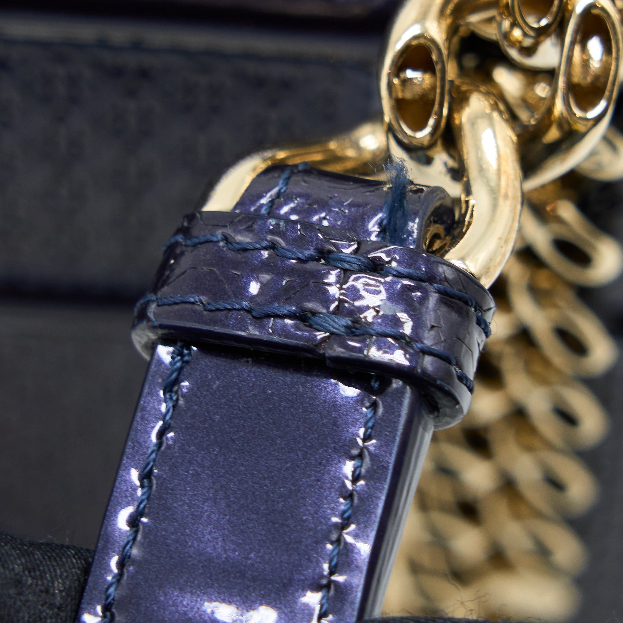 DIOR MEDIUM DIORAMA CALFSKIN METALLIC NAVY LGHW