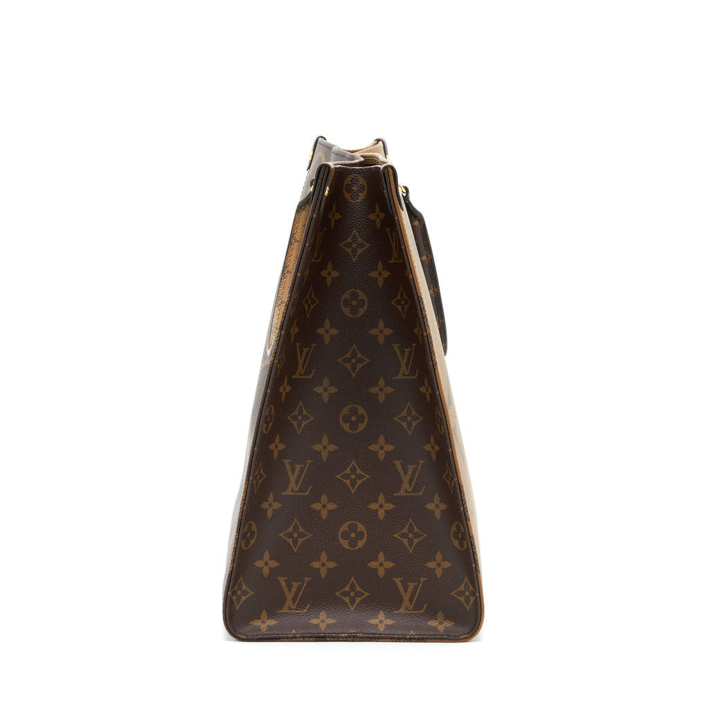 LOUIS VUITTON ON THE GO GM MONOGRAM REVERSE CANVAS GHW
