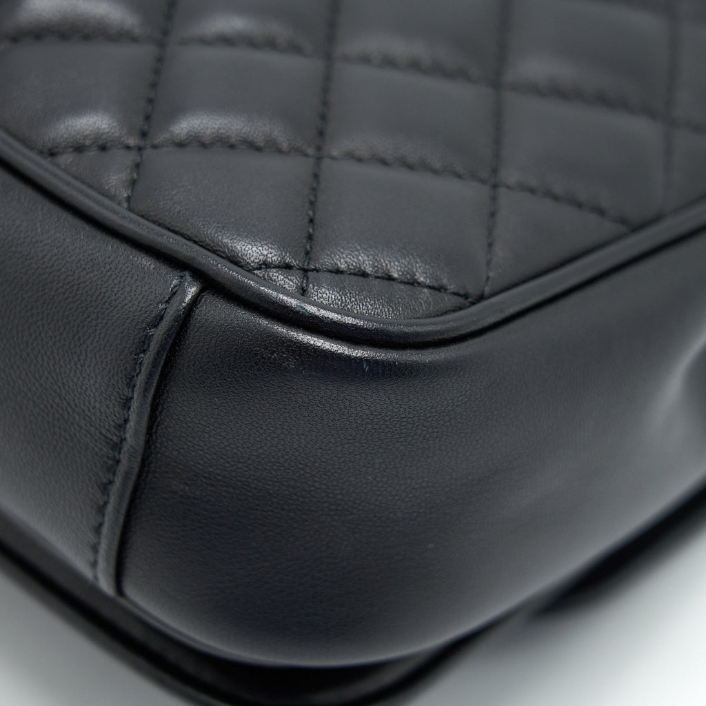 CHANEL SQUARE FLAP BAG LAMBSKIN IN BLACK GHW