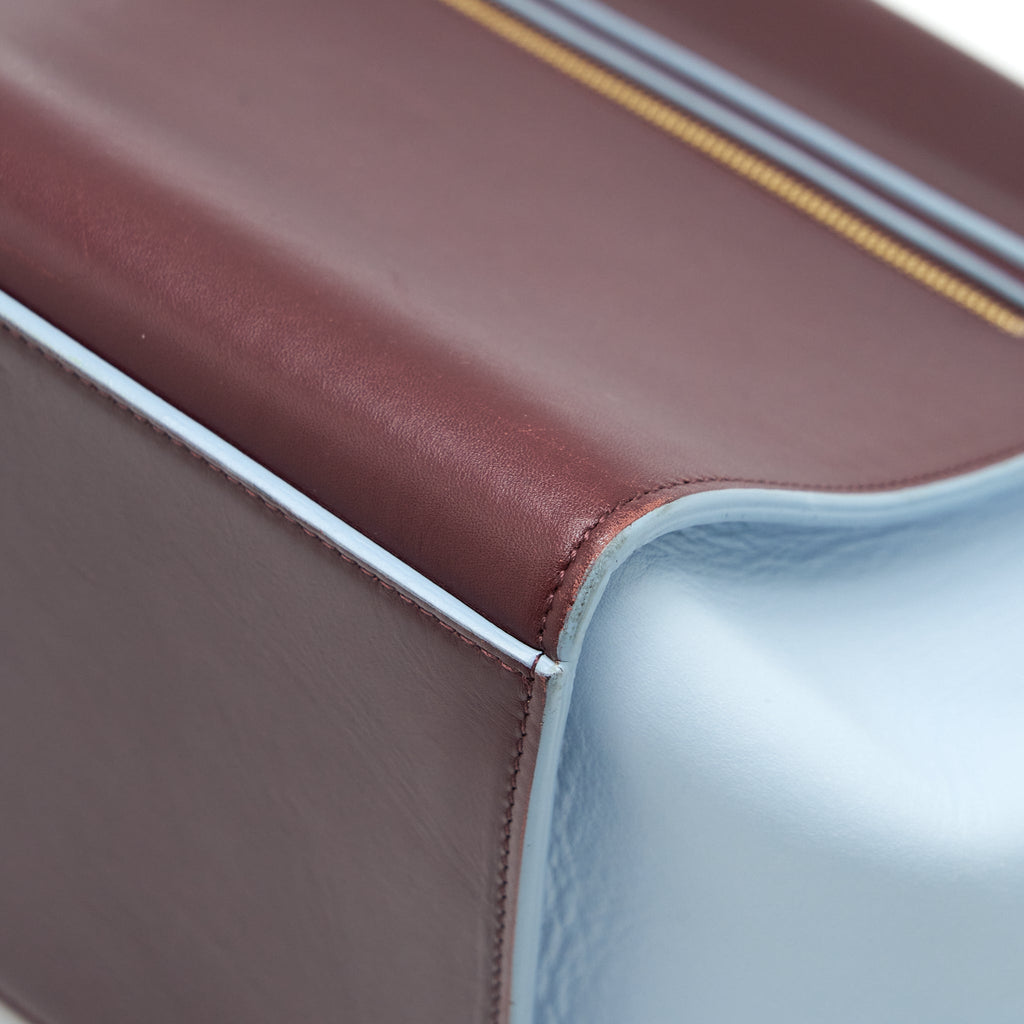 CELINE TRAPEZE BAG BURGUNDY / LIGHT BLUE GHW