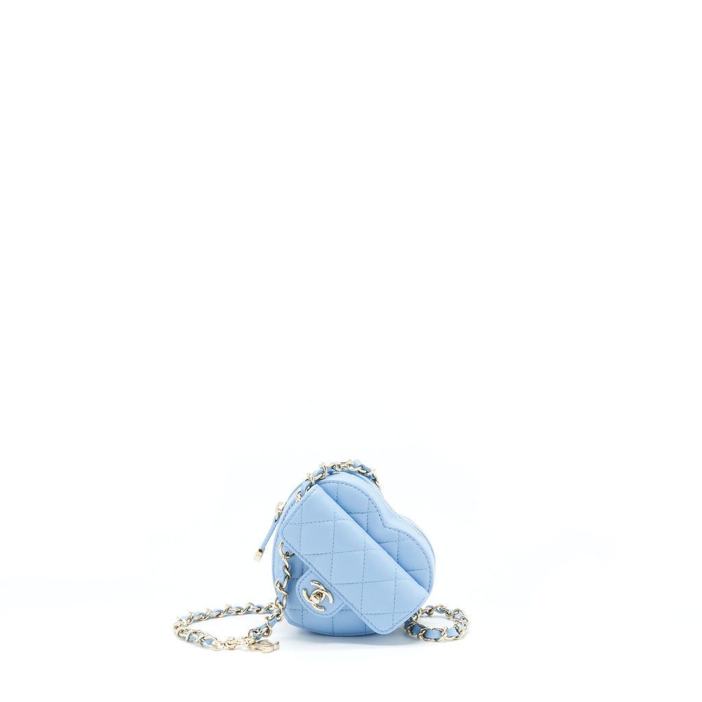 CHANEL 22S HEART BELT BAG LAMBSKIN LIGHT BLUE LGHW
