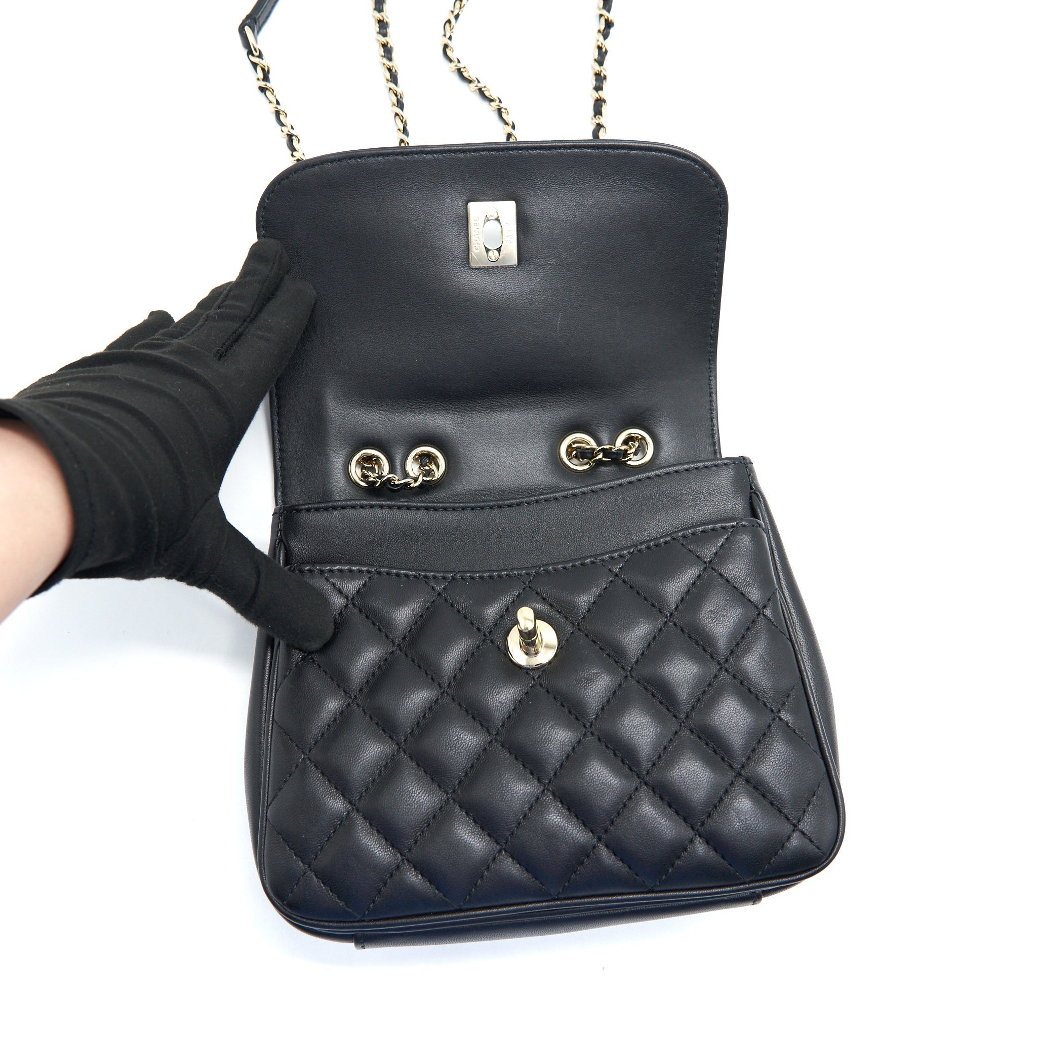 CHANEL SQUARE FLAP BAG LAMBSKIN IN BLACK GHW