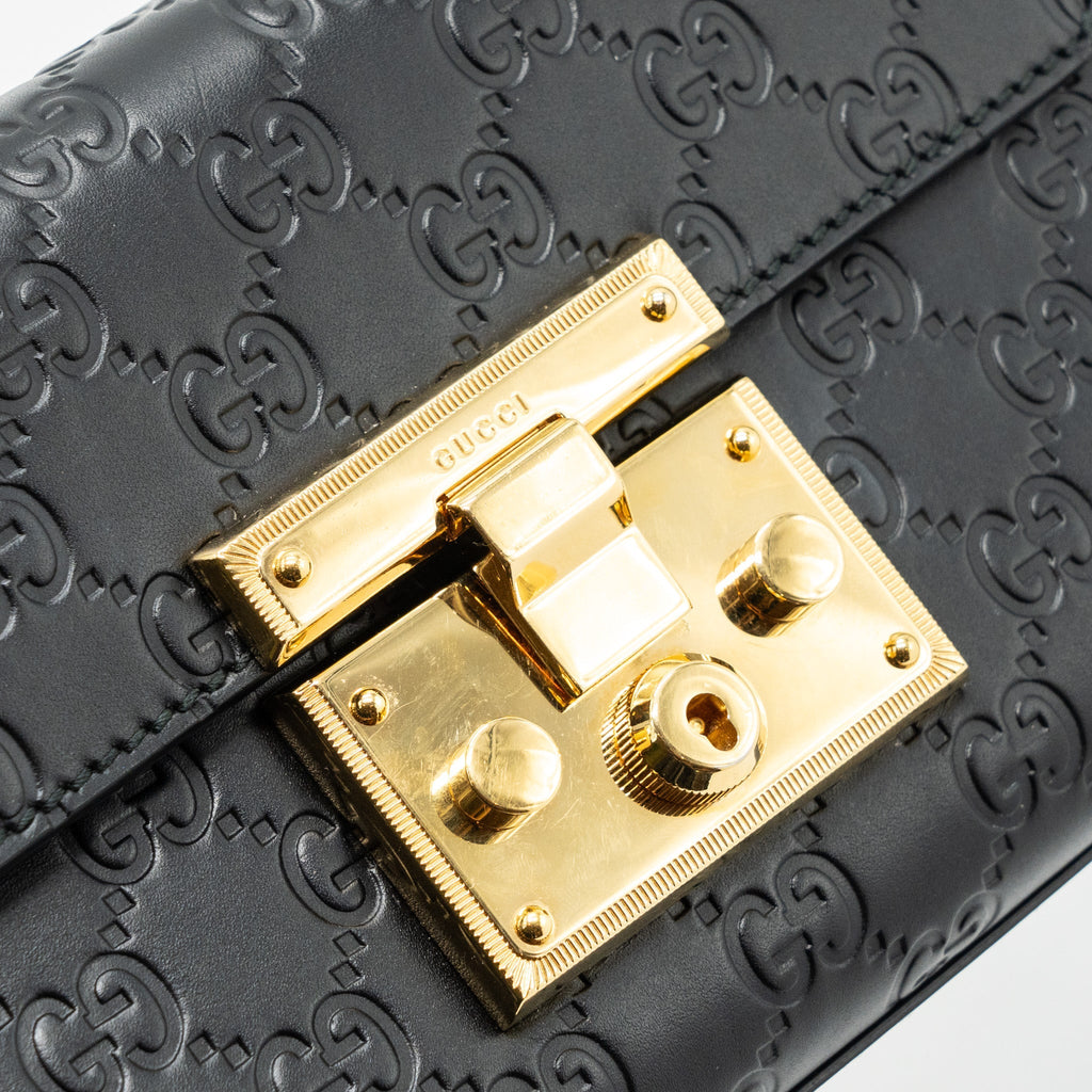 GUCCI PADLOCK CHAIN BAG CALFSKIN BLACK GHW