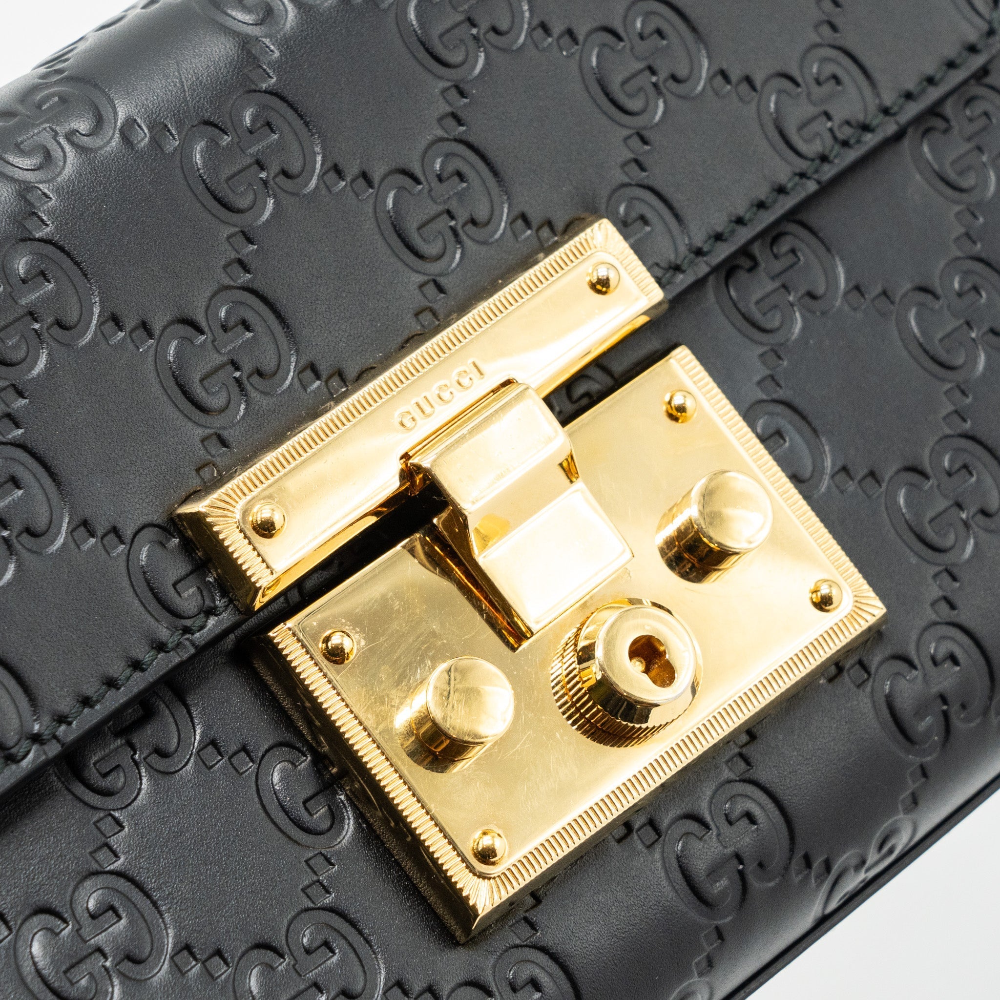 GUCCI PADLOCK CHAIN BAG CALFSKIN BLACK GHW