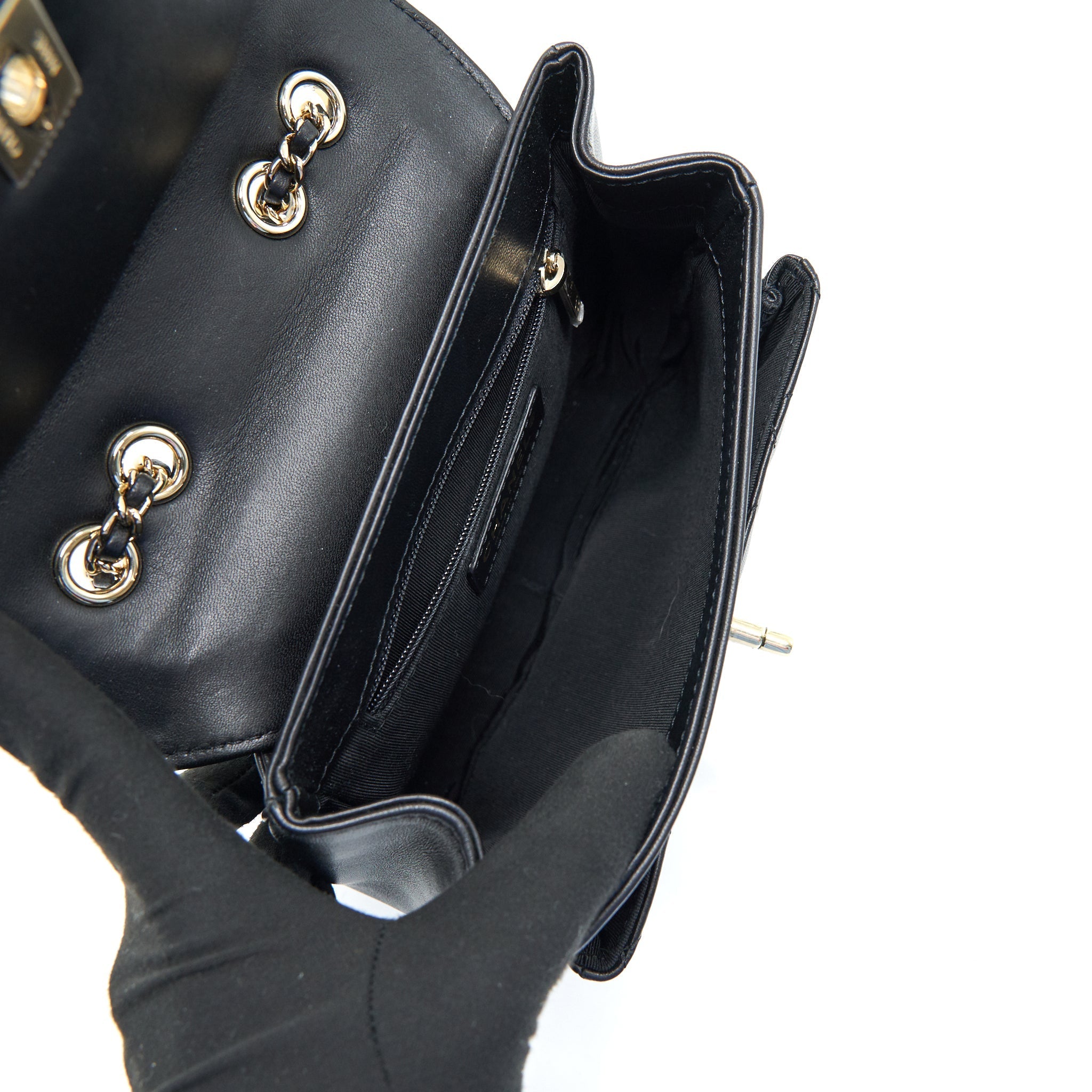 CHANEL SQUARE FLAP BAG LAMBSKIN IN BLACK GHW