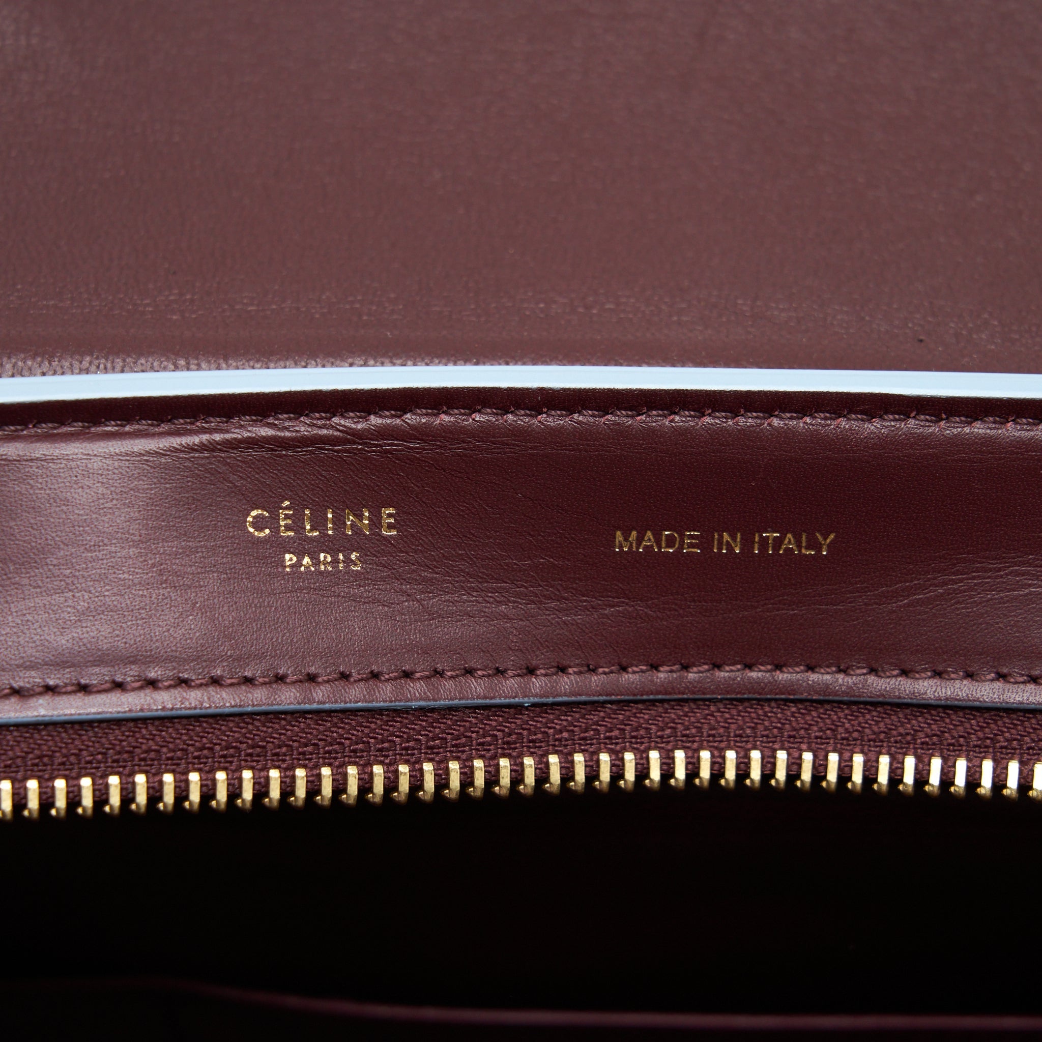 CELINE TRAPEZE BAG BURGUNDY / LIGHT BLUE GHW
