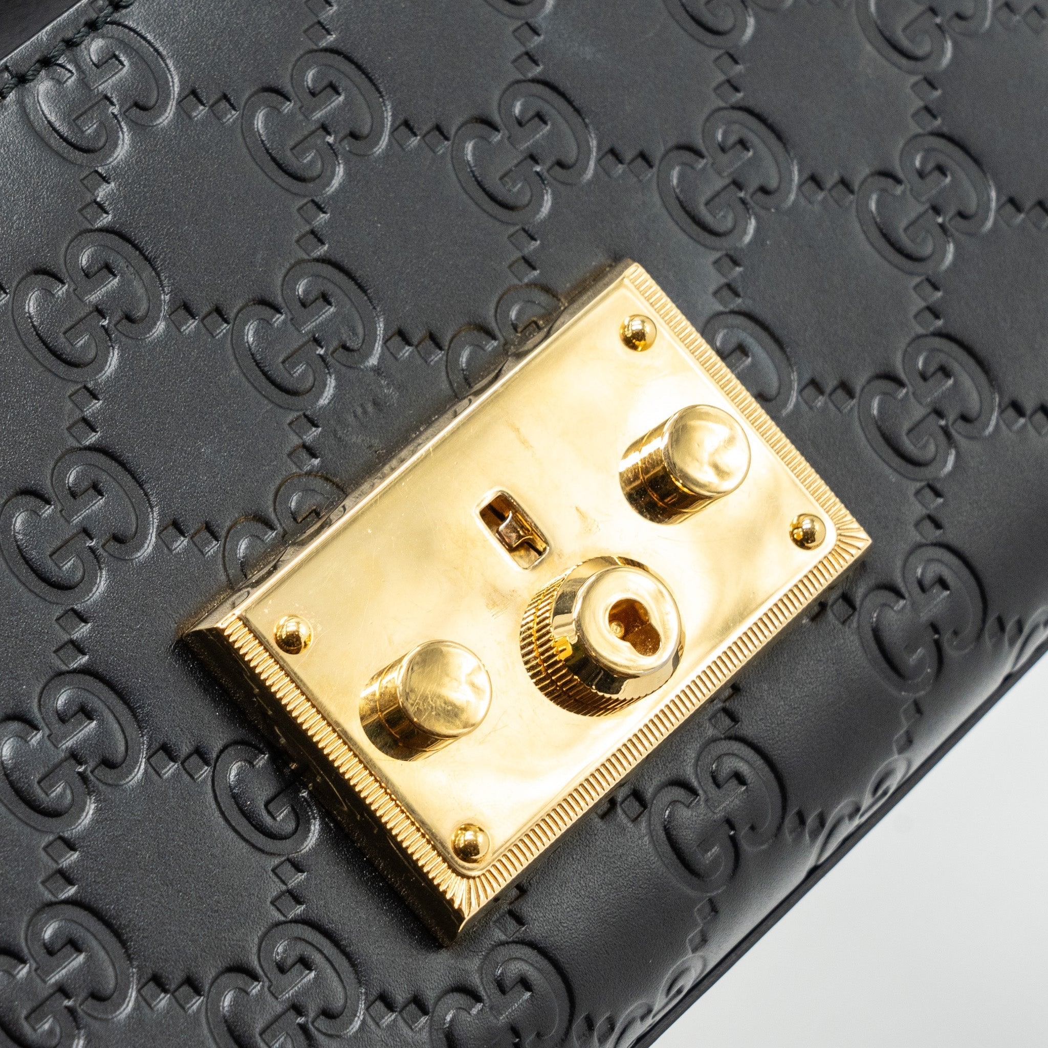 GUCCI PADLOCK CHAIN BAG CALFSKIN BLACK GHW