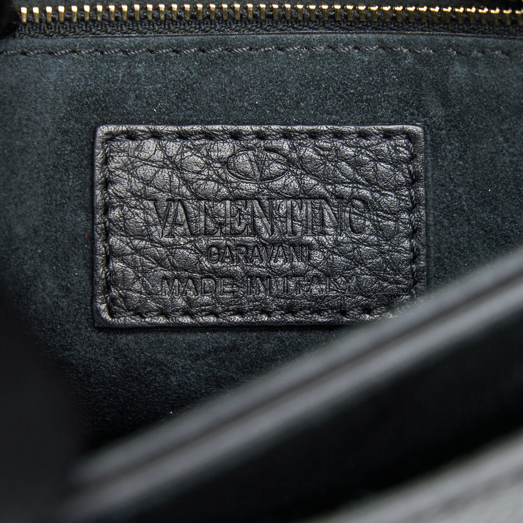 VALENTINO GARAVANI ROCKSTUD LEATHER CLUTCH BLACK