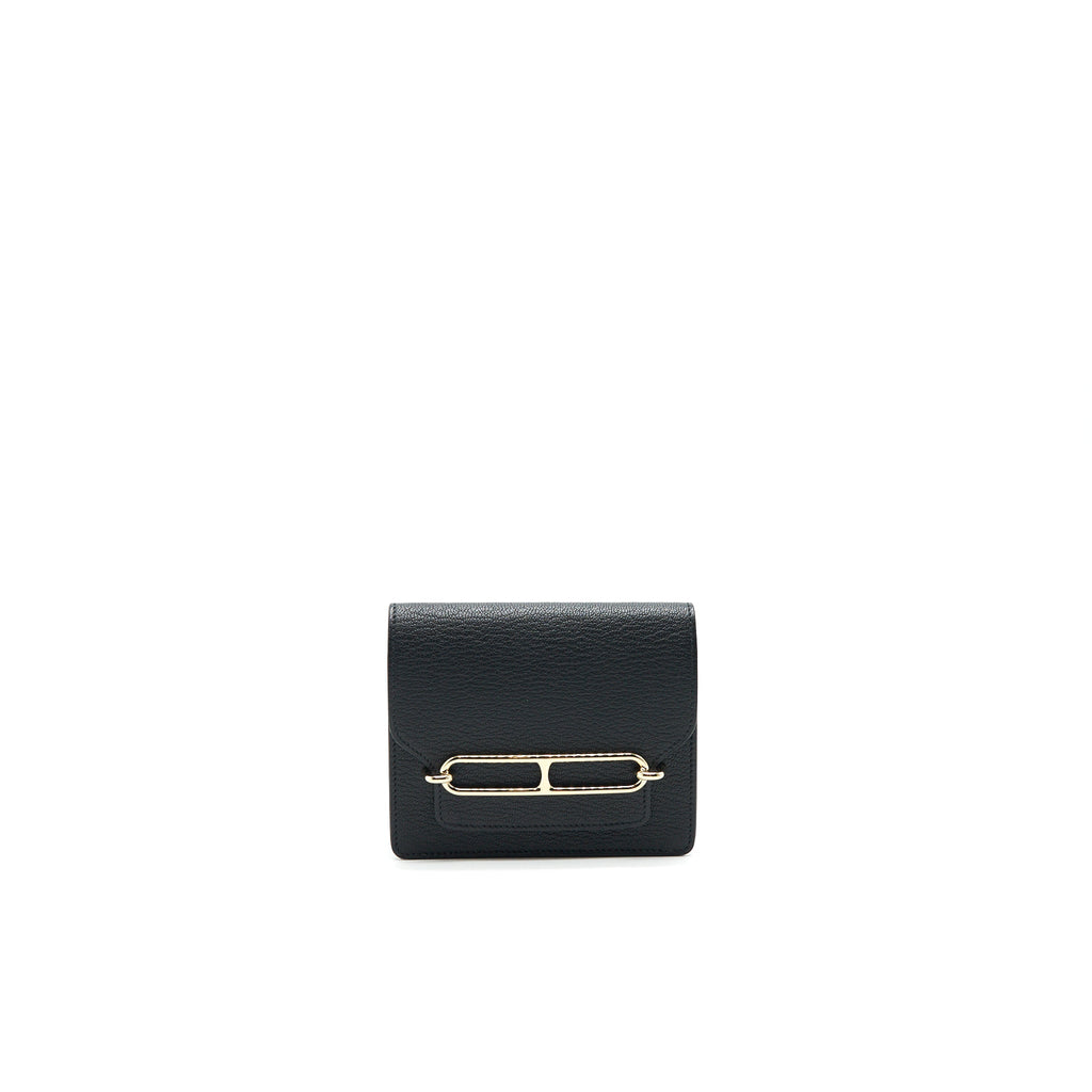 HERMES ROULIS SLIM WALLET EVERCOLOR BLACK GHW