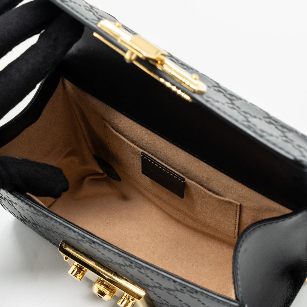 GUCCI PADLOCK CHAIN BAG CALFSKIN BLACK GHW