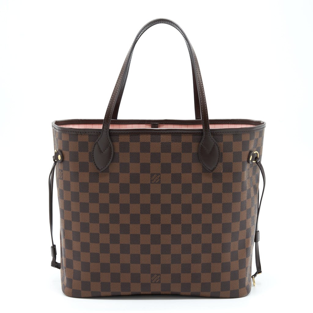 LOUIS VUITTON NEVERFULL MM DAMIER EBENE CANVAS / ROSE BALLERINE