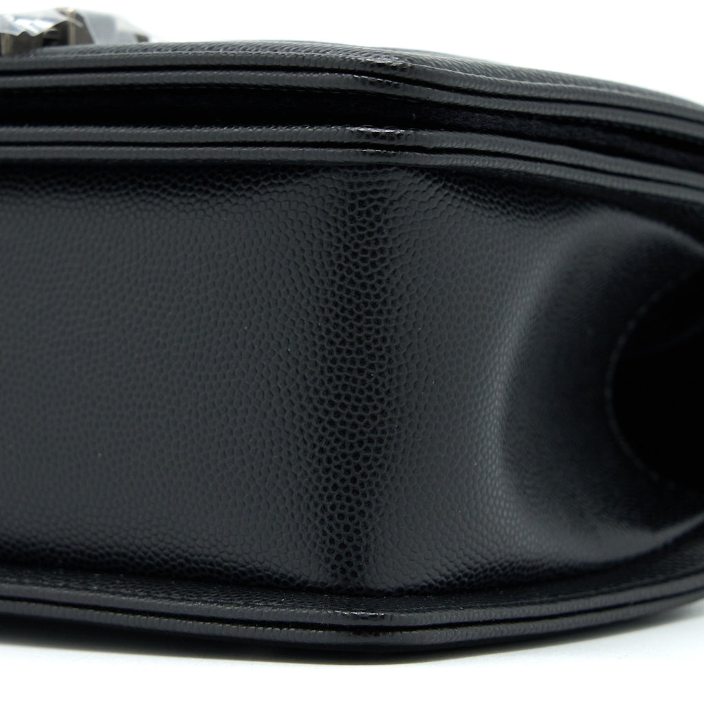 CHANEL SMALL BOY BAG CAVIAR BLACK RUTHENIUM SHW (MICROCHIP)