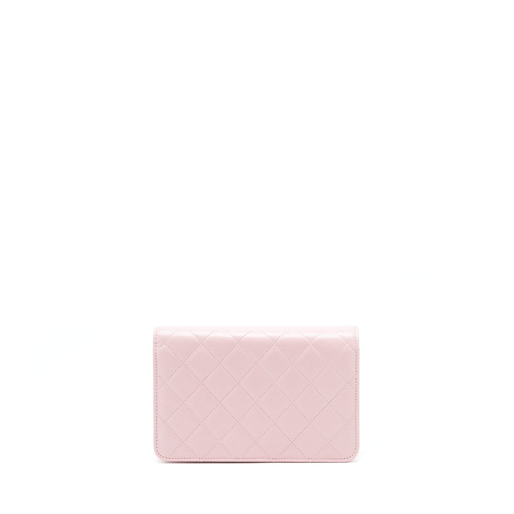 CHANEL 22B WALLET ON CHAIN WITH DETAIL CC LOGO CAVIAR LIGHT PINK NJ523 LGHW(MICROCHIP)