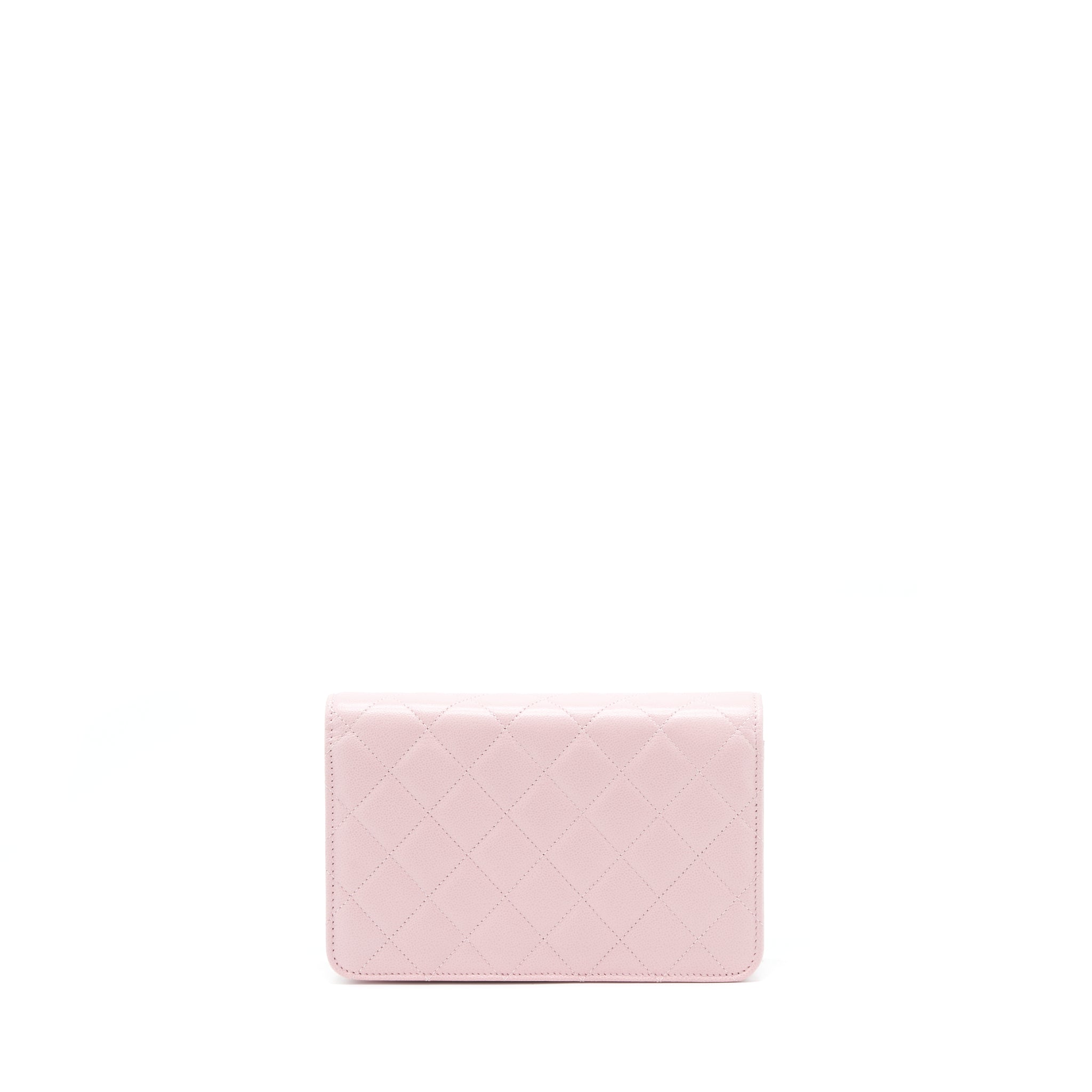CHANEL 22B WALLET ON CHAIN WITH DETAIL CC LOGO CAVIAR LIGHT PINK NJ523 LGHW(MICROCHIP)