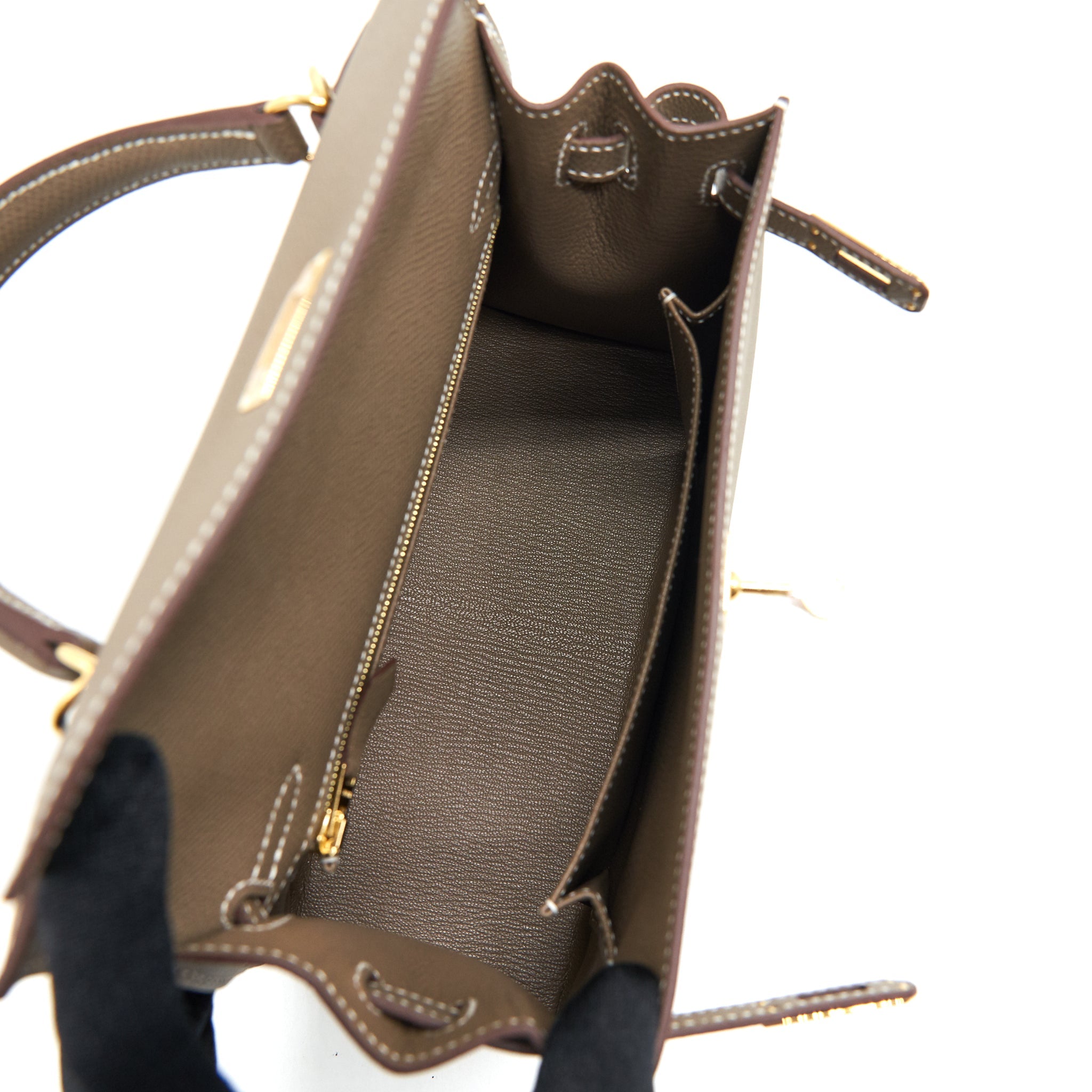 HERMES KELLY 25 SELLIER ETOUPE EPSOM LEATHER GHW