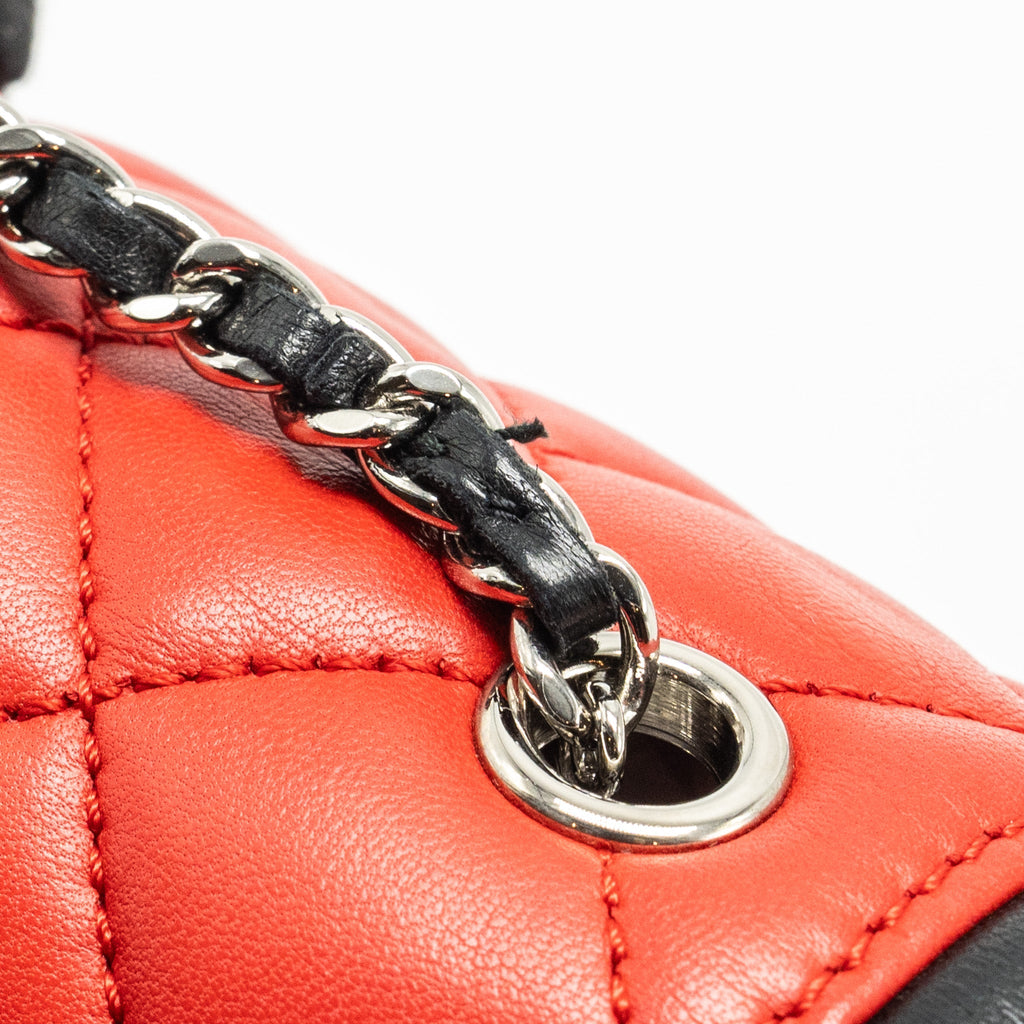 CHANEL TRICOLOR MINI GRAPHIC FLAP BAG LAMBSKIN RED/BLACK/WHITE SHW