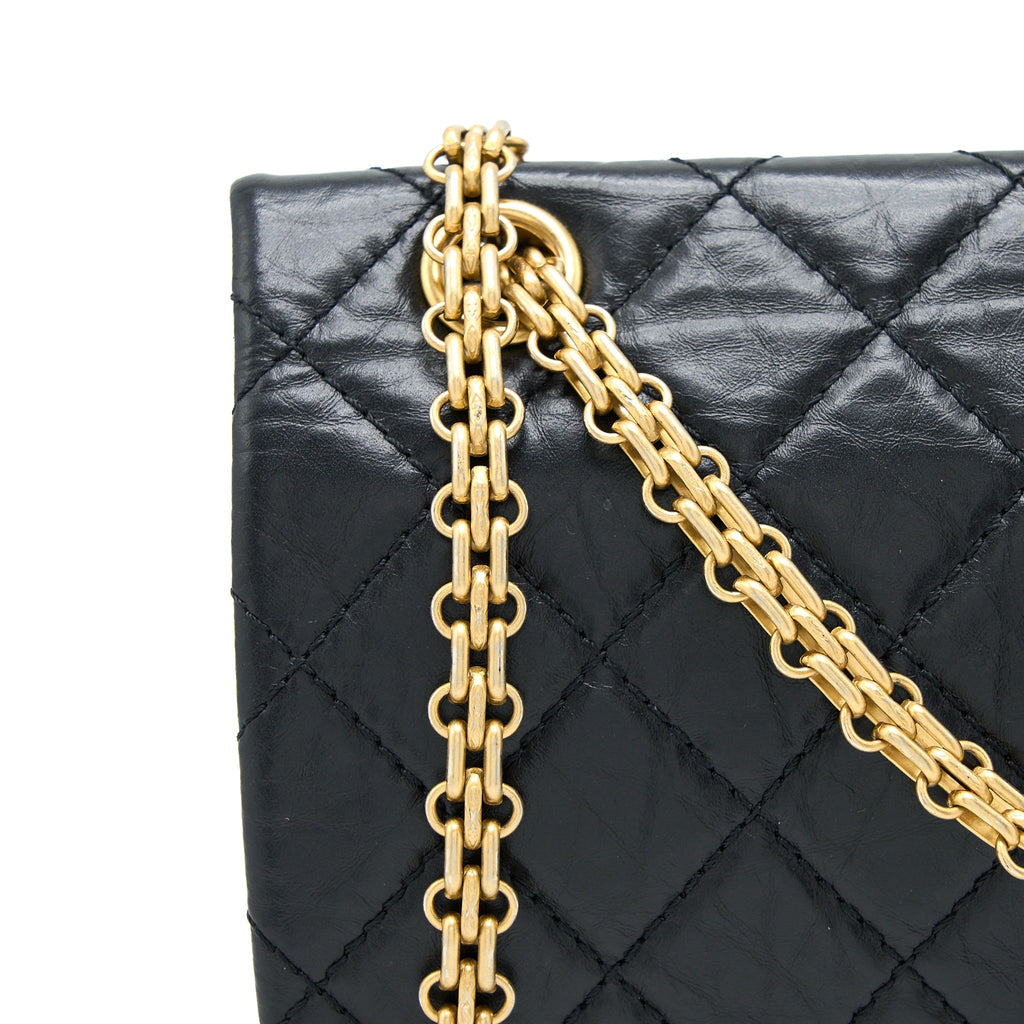 CHANEL 2.55 REISSUE 226 AGED CALFSKIN BLACK BRUSHED GHW (MICROCHIP)