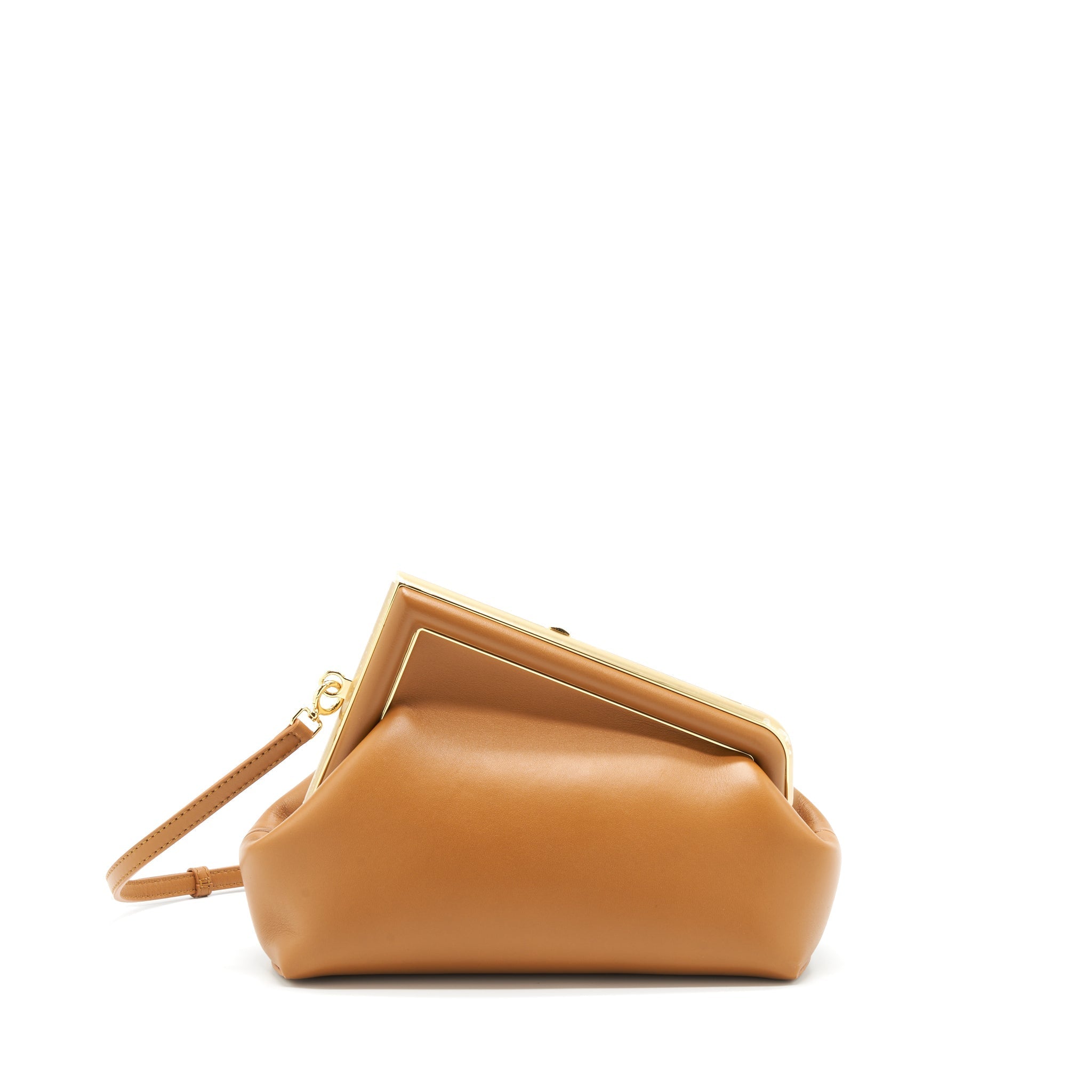 FENDI FIRST SMALL POUCH LAMBSKIN CARAMEL GHW