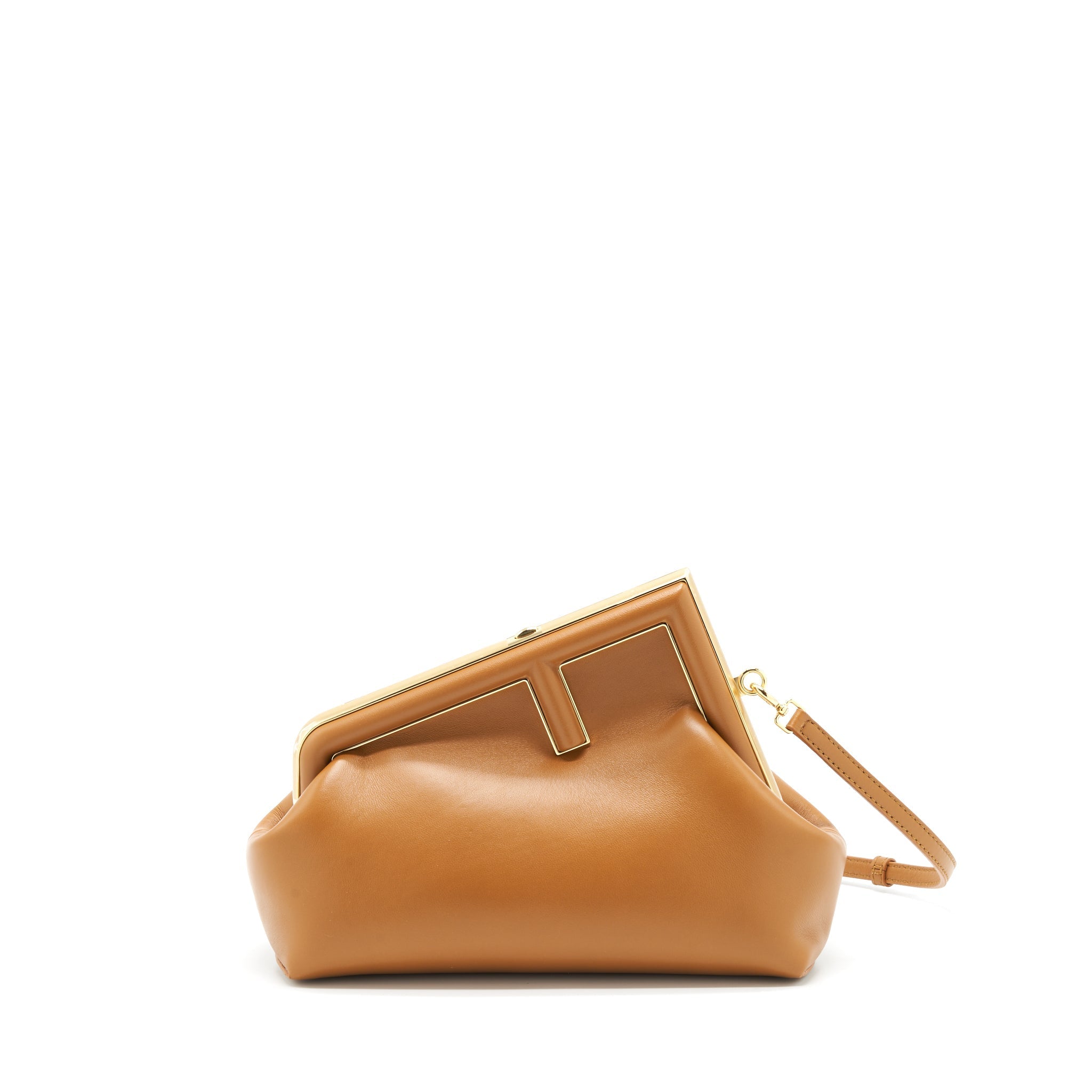 FENDI FIRST SMALL POUCH LAMBSKIN CARAMEL GHW
