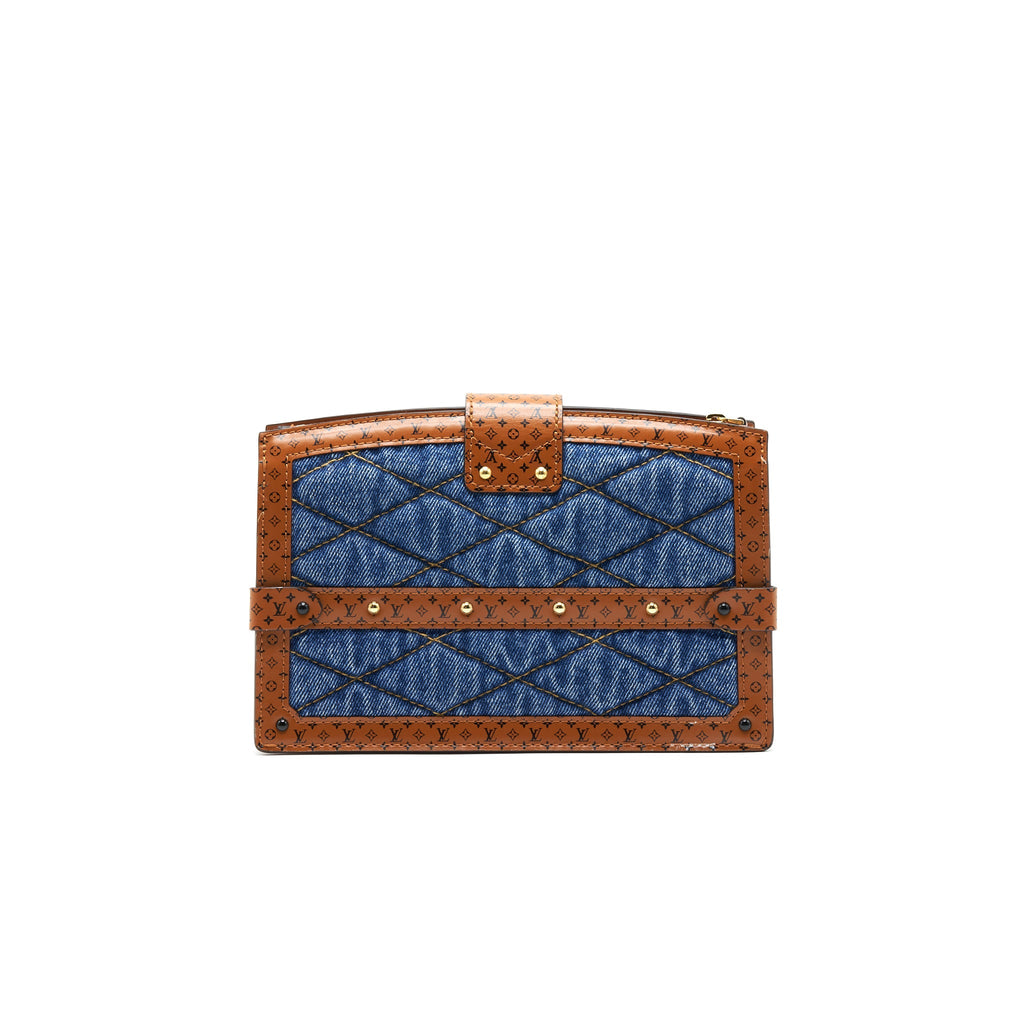 LOUIS VUITTON TRUNK CLUTCH MALLETAGE DENIM WITH MONOGRAM LEATHER
