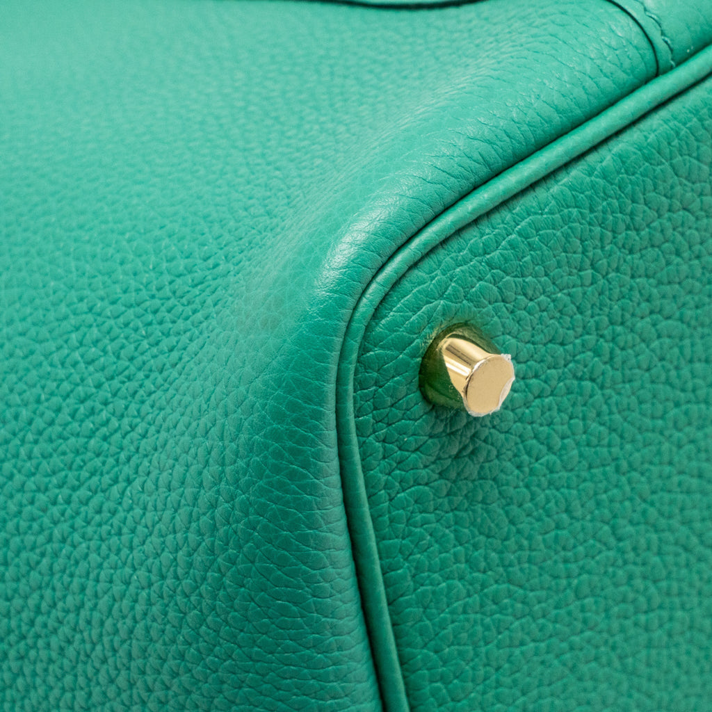 HERMES PICOTIN 18 LOCK BAG TAURILLON MAURICE VERT JADE GHW