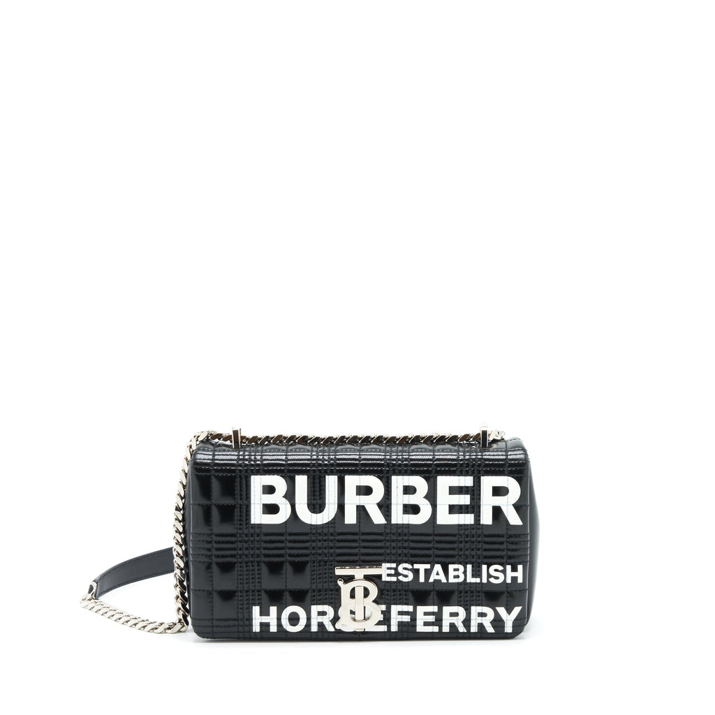 BURBERRY SMALL HORSEFERRY PRINT QUILTED LOLA BAG BLACK SHW