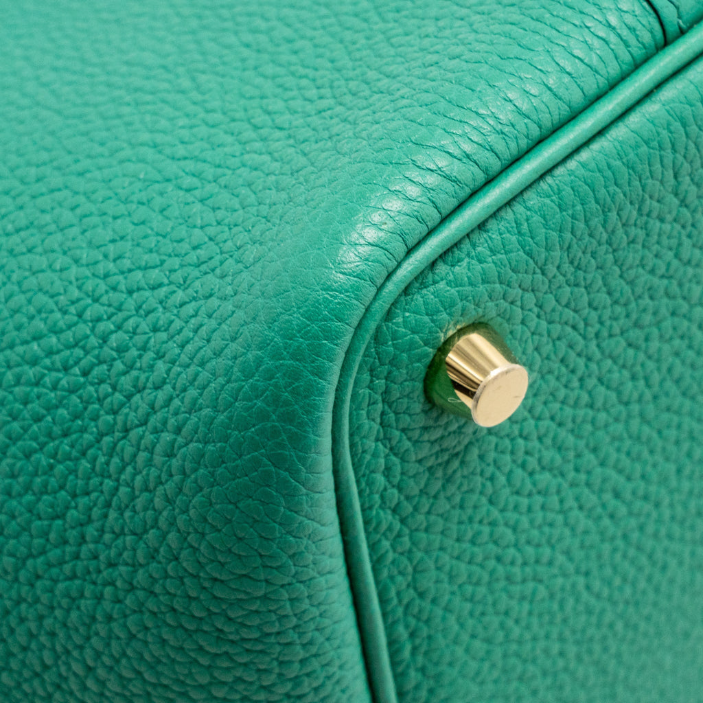 HERMES PICOTIN 18 LOCK BAG TAURILLON MAURICE VERT JADE GHW