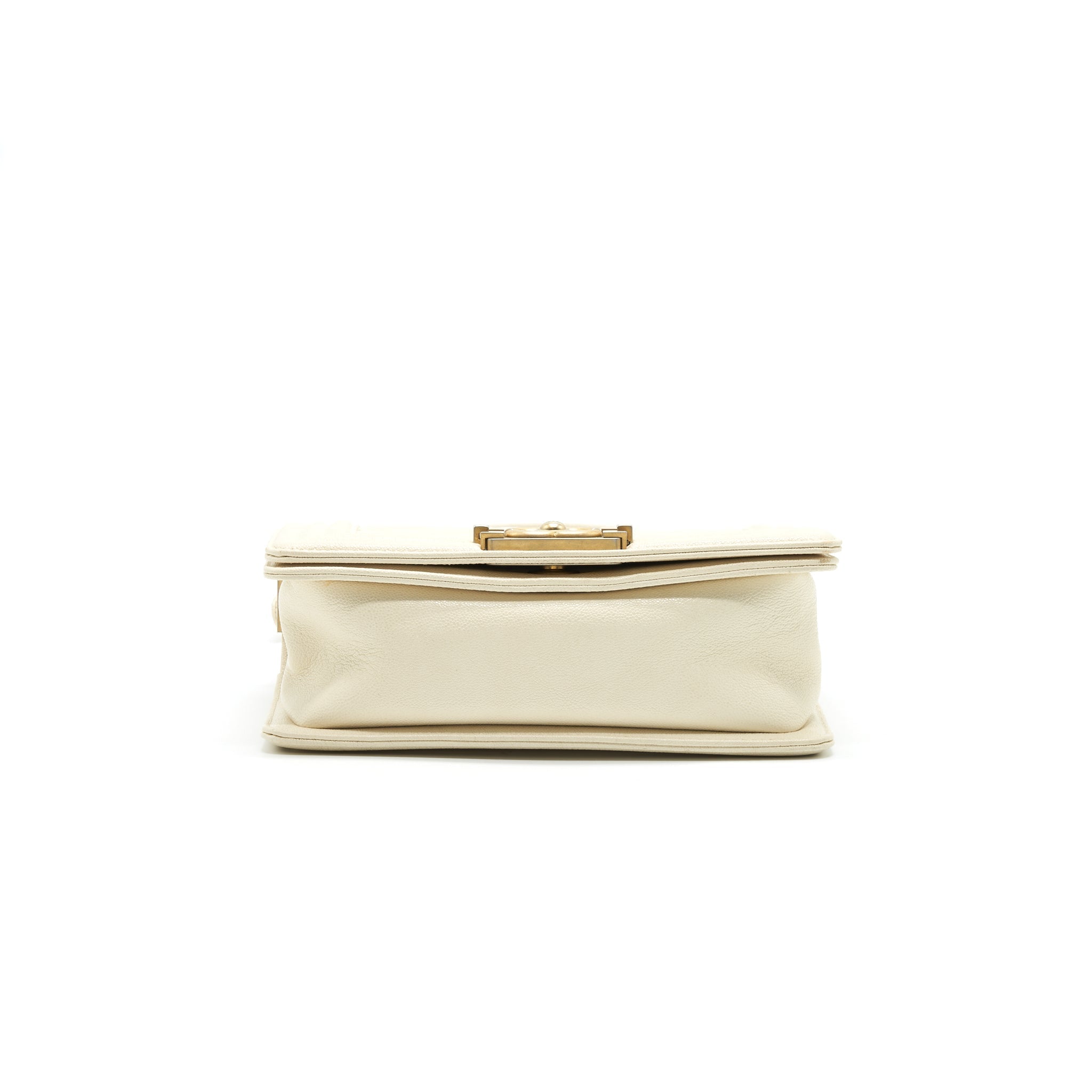 CHANEL SMALL BOY BAG CAVIAR LEATHER GHW IN WHITE