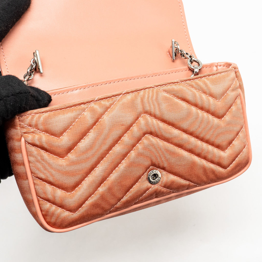 GUCCI MINI GG MARMONT CRYSTAL CHAIN FABRIC/ CRYSTAL PINK SHW