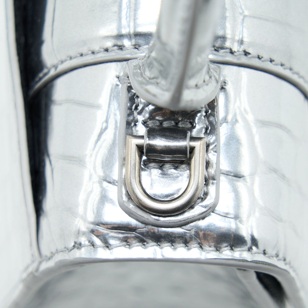 BALENCIAGA HOURGLASS XS EMBOSSED CALFSKIN SILVER SHW