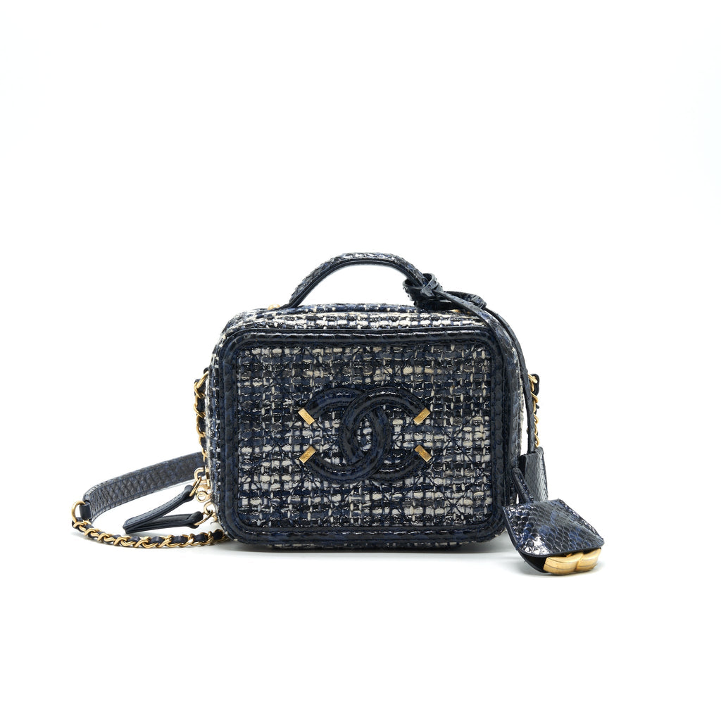 CHANEL TWEED AND PYTHON SMALL VANITY CASE