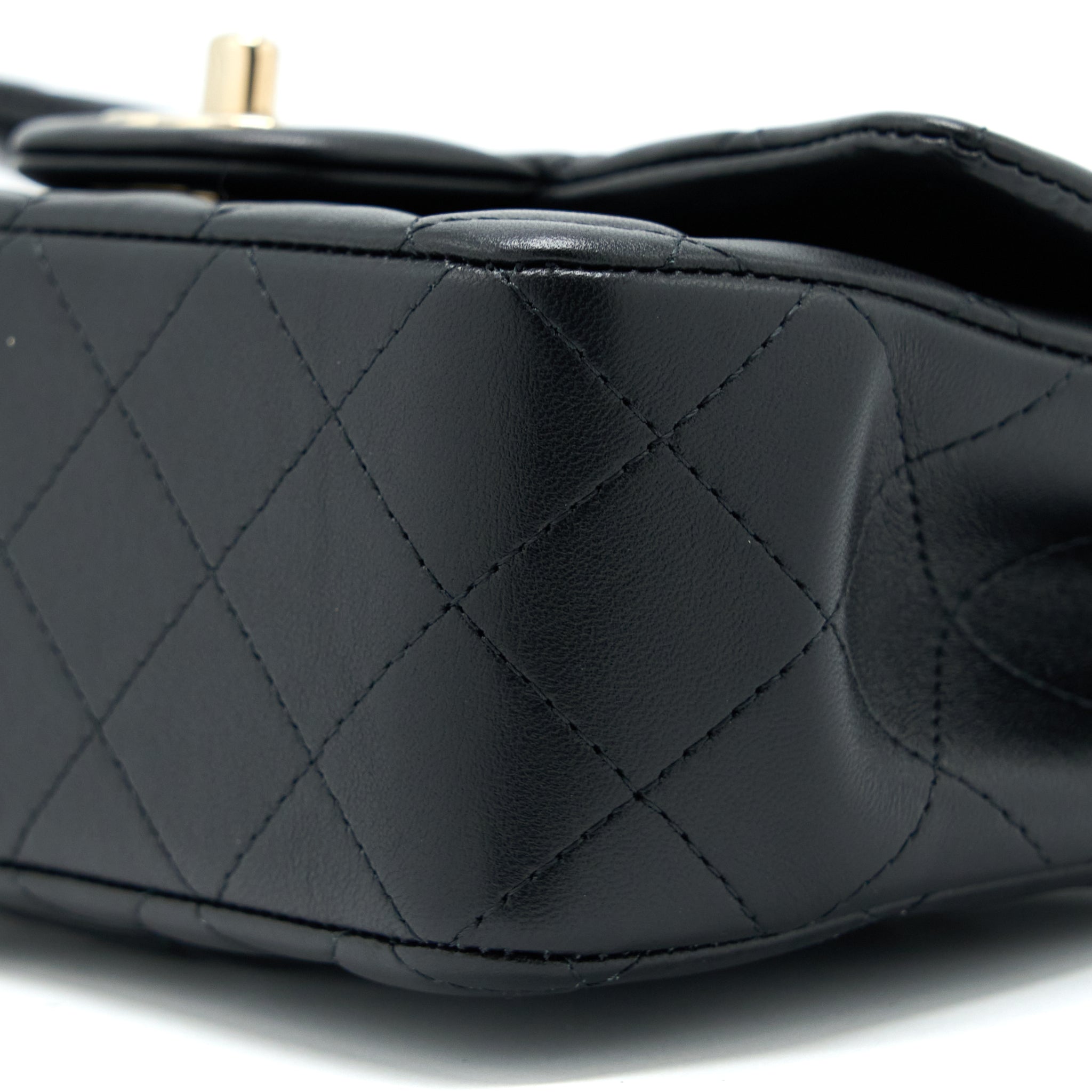 CHANEL TOP HANDLE MINI RECTANGULAR FLAP BAG LAMBSKIN BLACK LGHW (MICROCHIP)