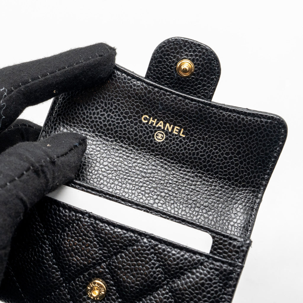 CHANEL CLASSIC FLAP CARD HOLDER CAVIAR BLACK GHW (MICROCHIP)