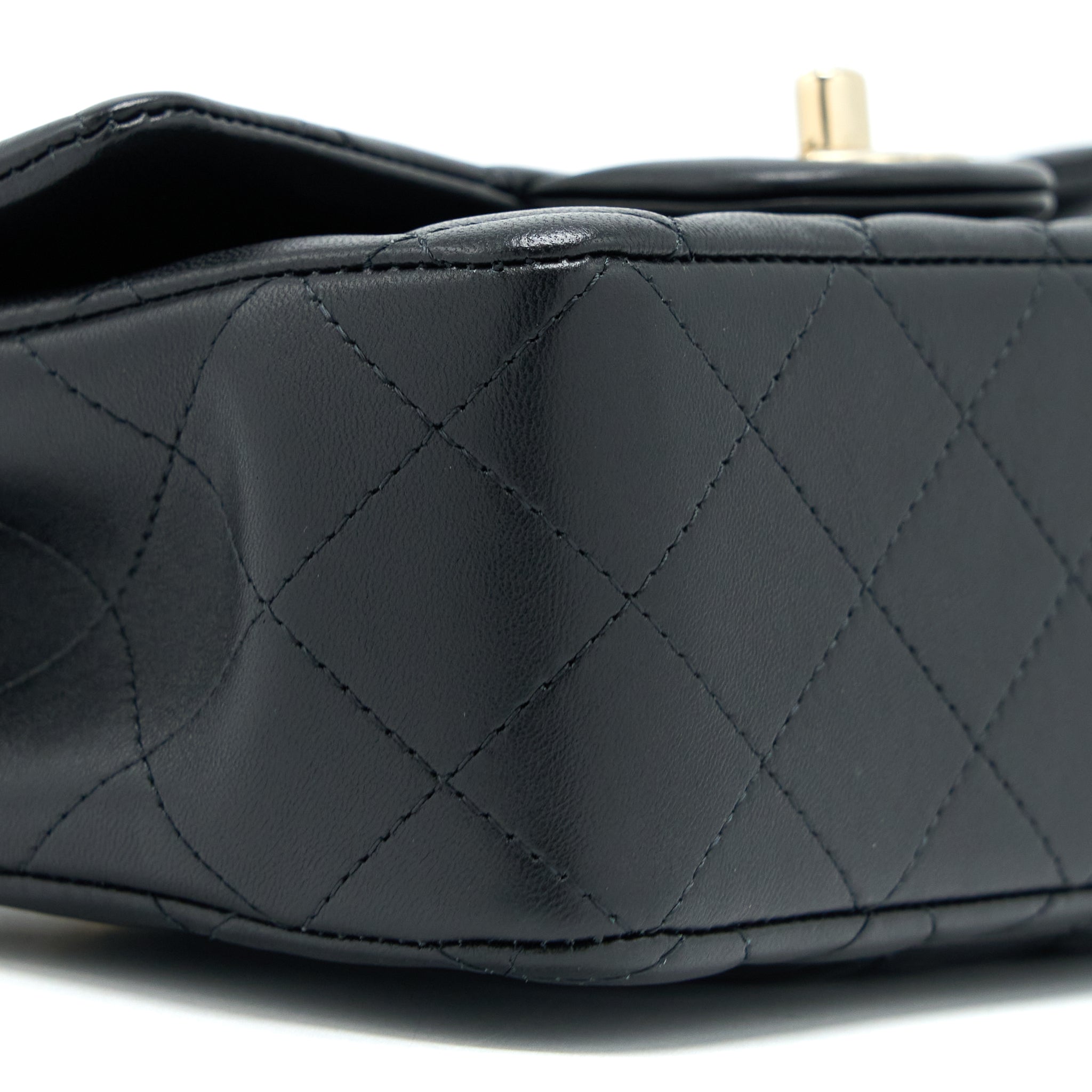 CHANEL TOP HANDLE MINI RECTANGULAR FLAP BAG LAMBSKIN BLACK LGHW (MICROCHIP)
