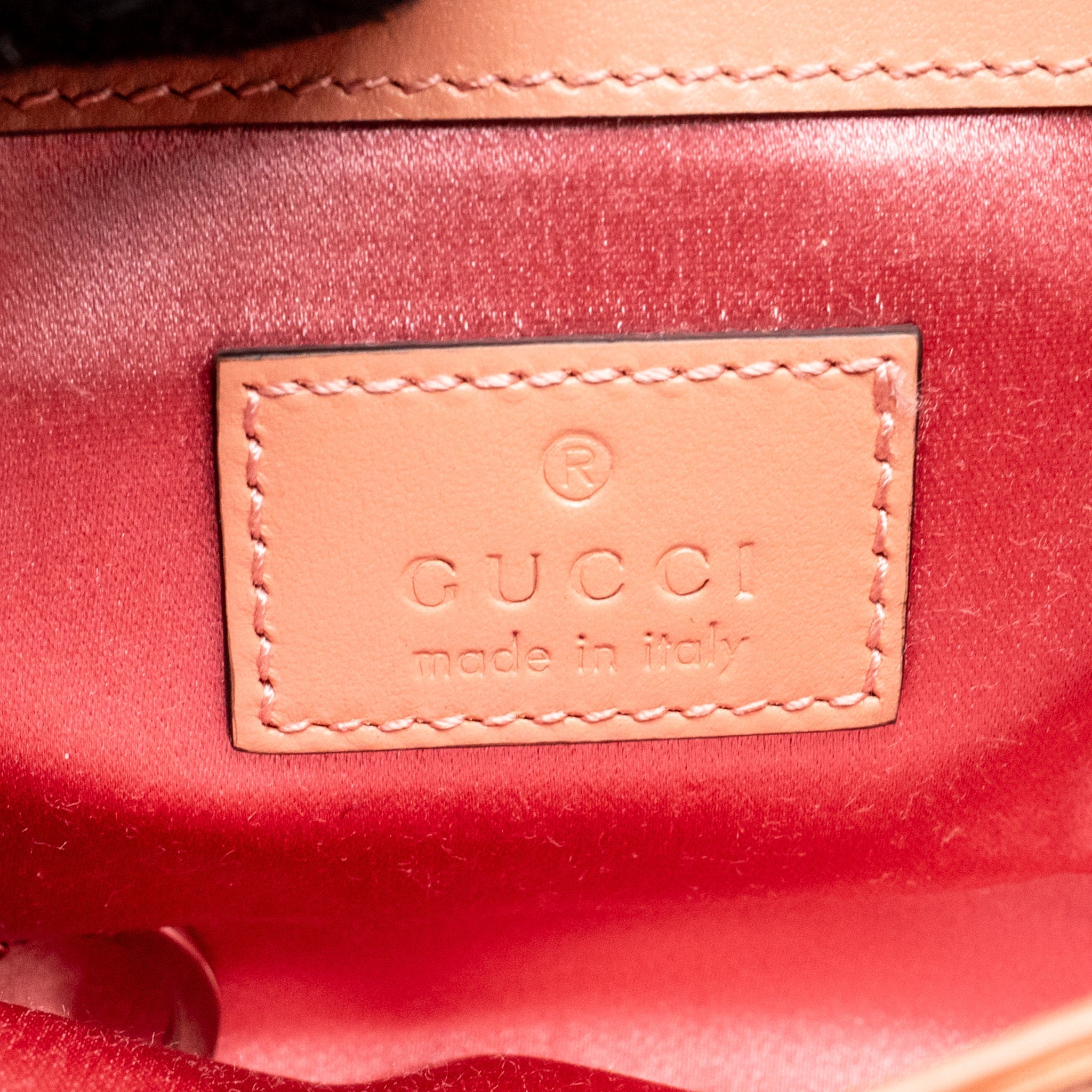 GUCCI MINI GG MARMONT CRYSTAL CHAIN FABRIC/ CRYSTAL PINK SHW