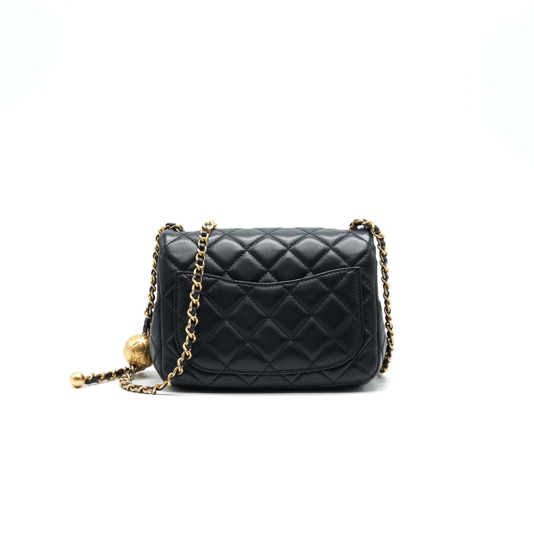 CHANEL PEARL CRUSH CRUSH MINI SQUARE FLAP BAG BLACK GHW