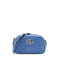 GUCCI GG MARMONT MATELASSE SHOULDER BAG BLUE SHW