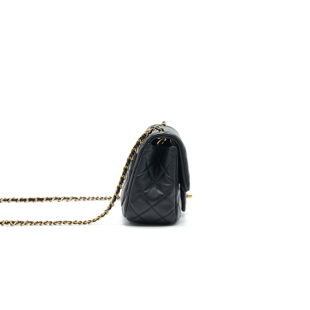 CHANEL PEARL CRUSH CRUSH MINI SQUARE FLAP BAG BLACK GHW