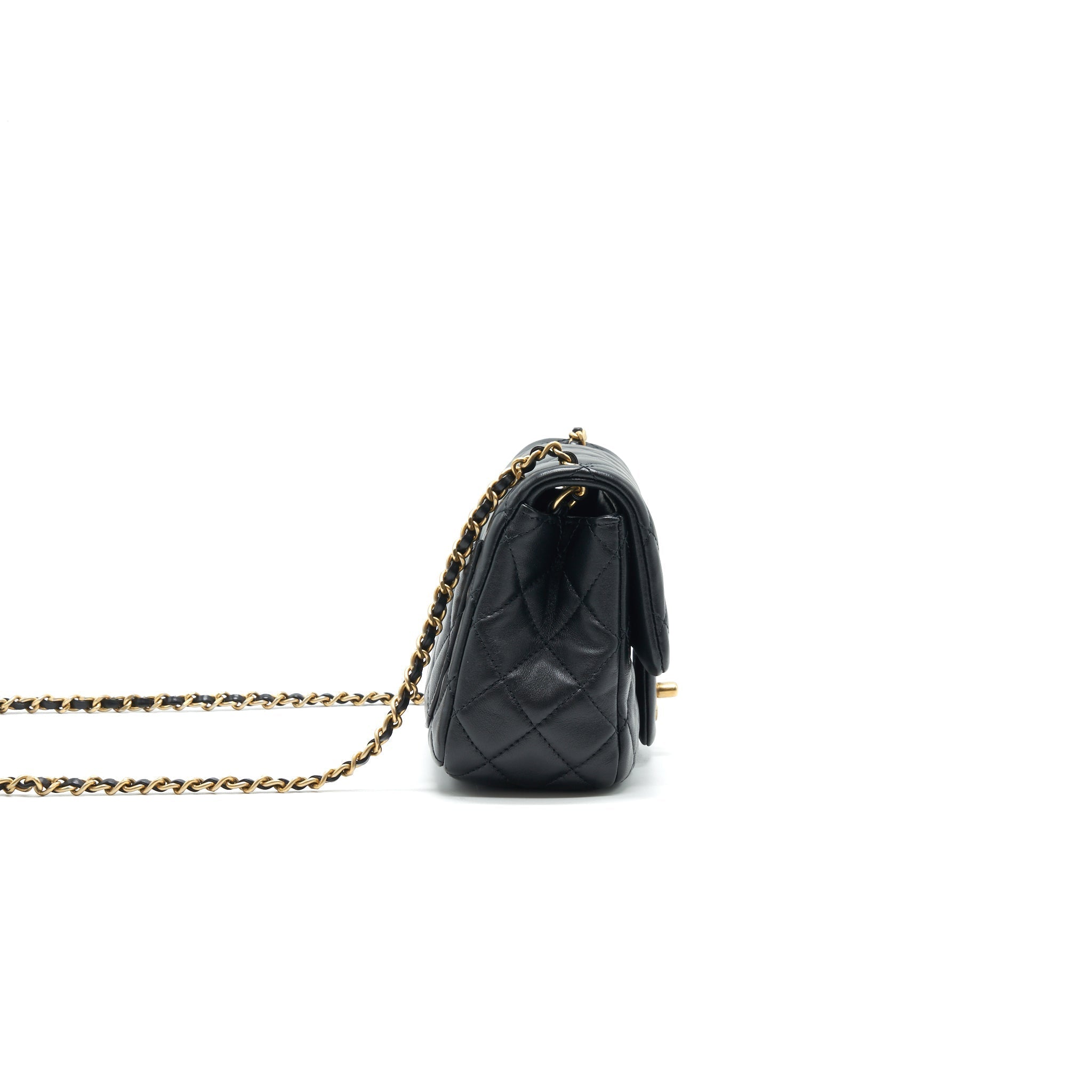 CHANEL PEARL CRUSH CRUSH MINI SQUARE FLAP BAG BLACK GHW