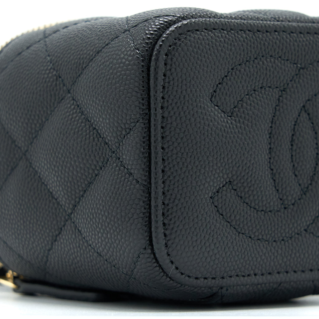 CHANEL 23C MINI VANITY WITH CHAIN CAVIAR BLACK LGHW