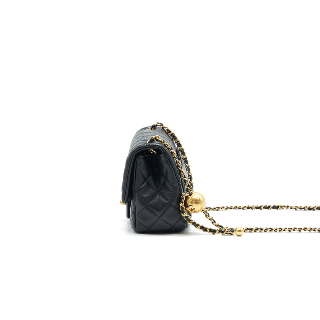 CHANEL PEARL CRUSH CRUSH MINI SQUARE FLAP BAG BLACK GHW