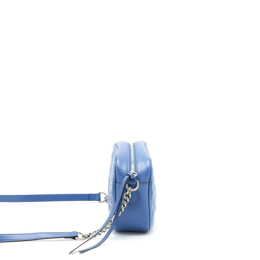 GUCCI GG MARMONT MATELASSE SHOULDER BAG BLUE SHW