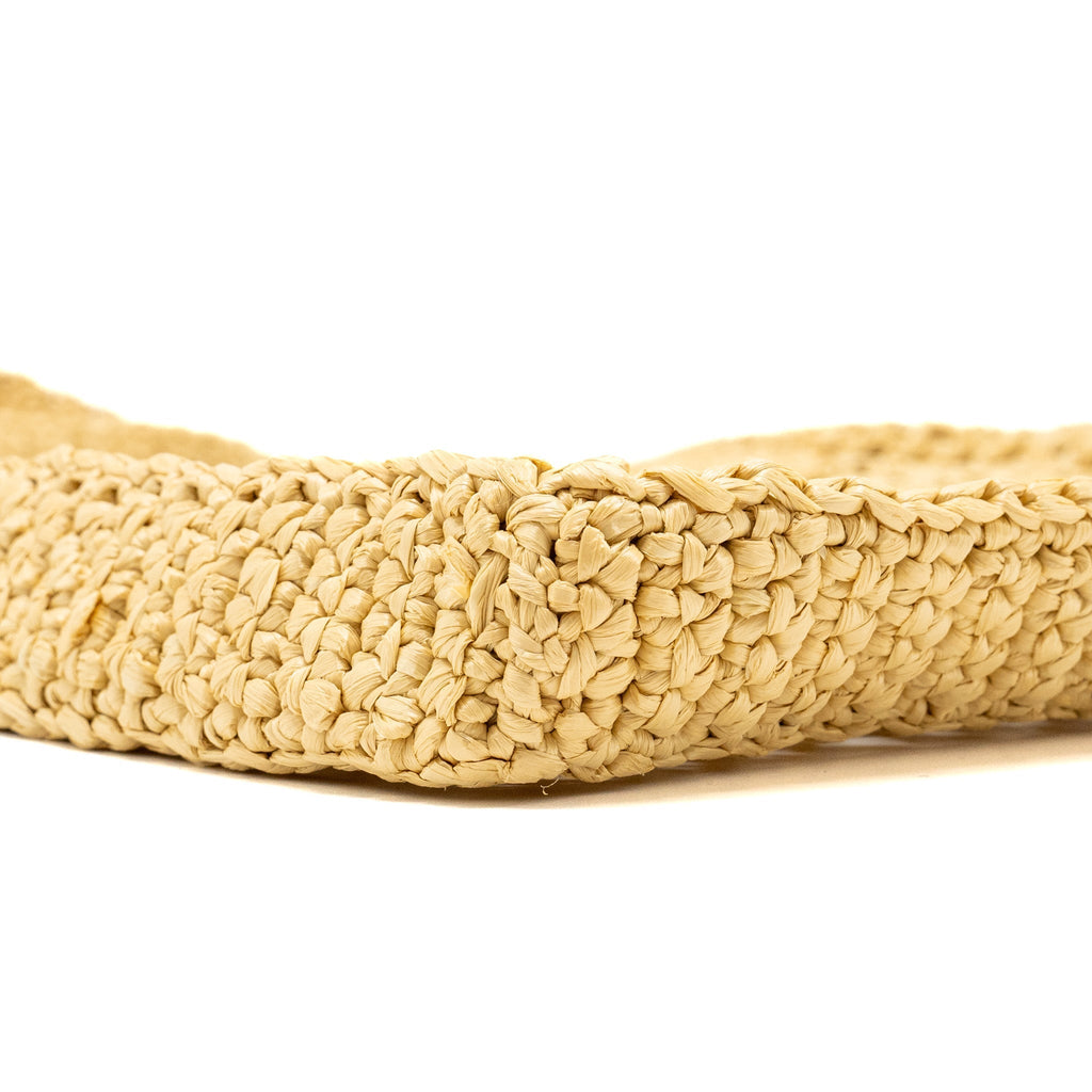 PRADA CROCHET TOTE BAG RAFFIA TAN