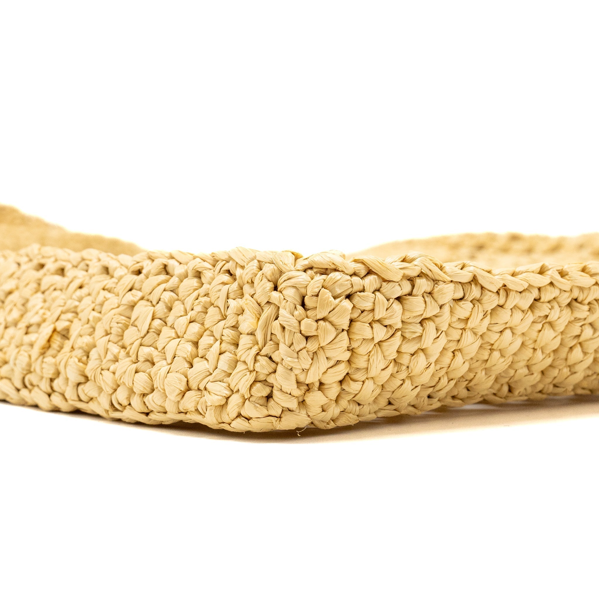 PRADA CROCHET TOTE BAG RAFFIA TAN