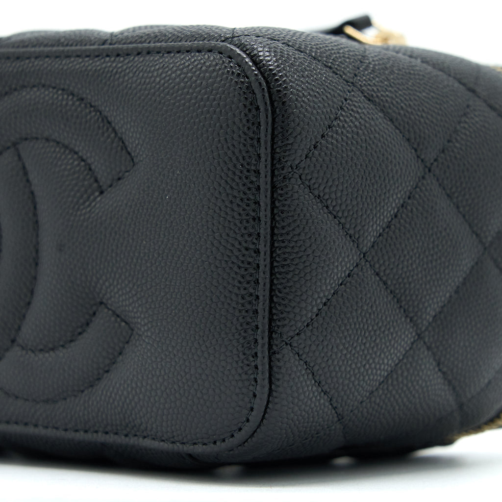 CHANEL 23C LONG VANITY WITH CHAIN CAVIAR BLACK LGHW
